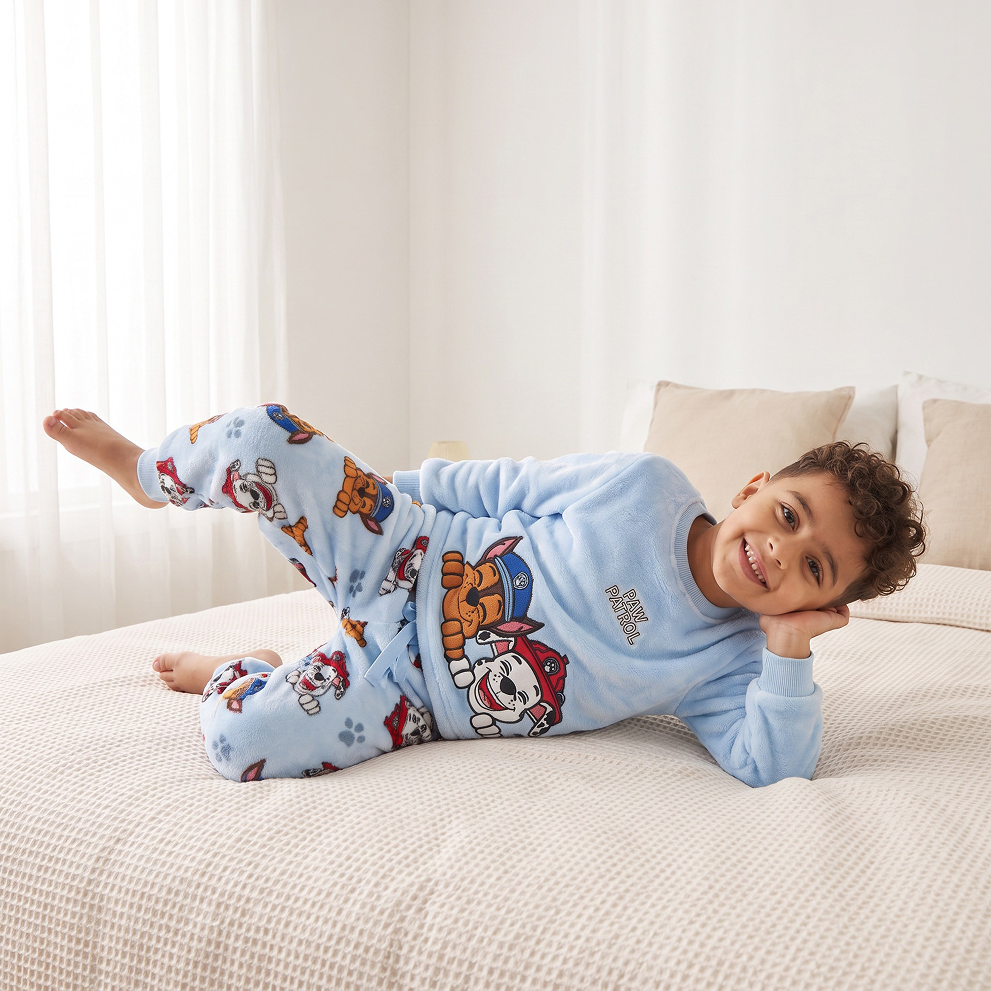 Crew Neck Long Sleeves Pyjama Set with PAW Patrol Print-boys-clothing-nightwear-image-1