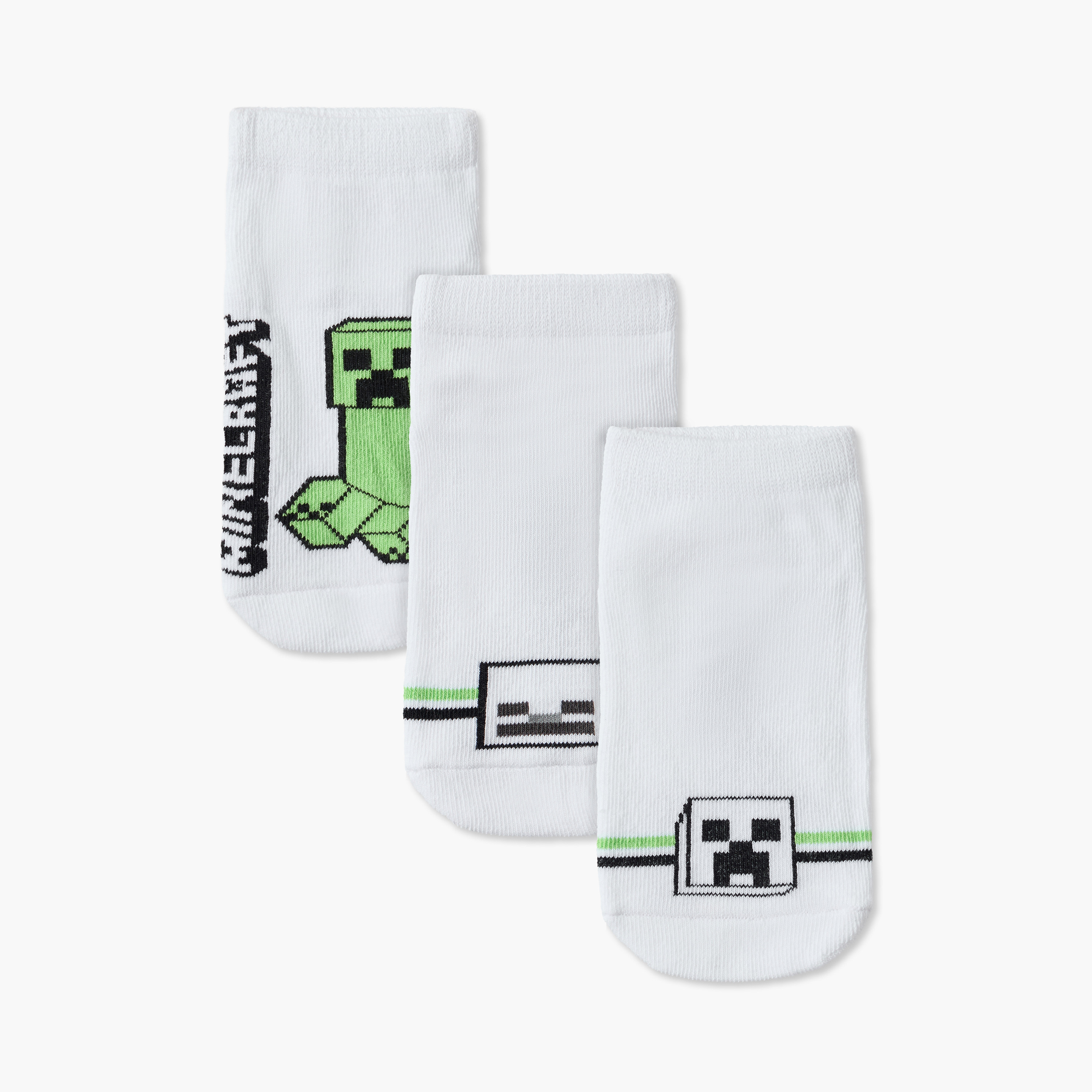 Pack of 3 Minecraft Ankle Length Socks with Gaming Print-boys-accessories-socks-image-1