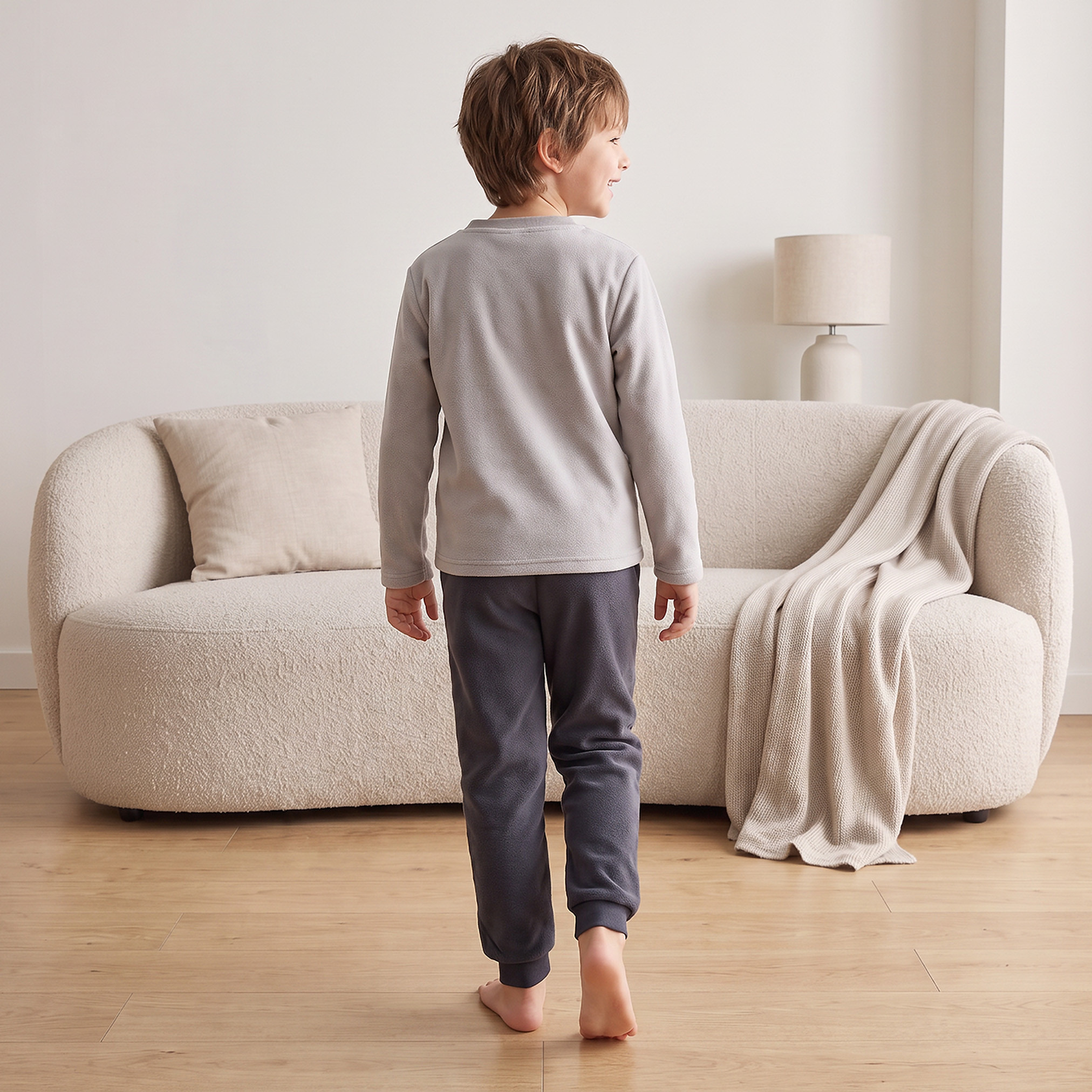Juniors Crew Neck Long Sleeves Pyjama Set with Car Print-boys-clothing-nightwear-image-2