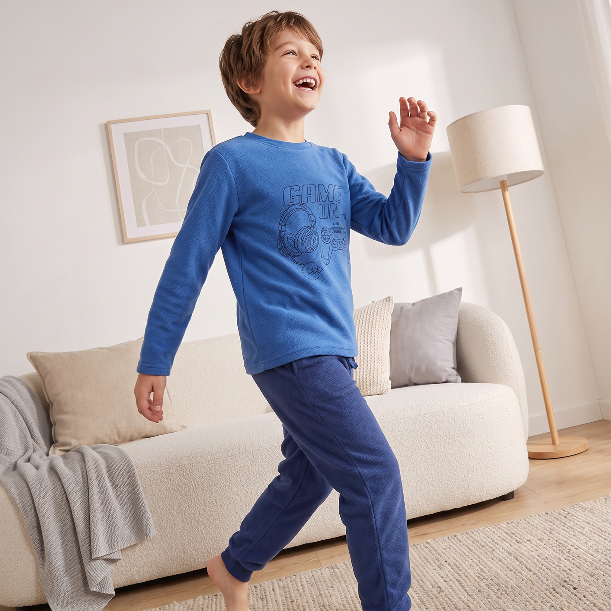 Juniors Crew Neck Long Sleeves Pyjama Set with Gaming Embroidery-boys-clothing-nightwear-image-8