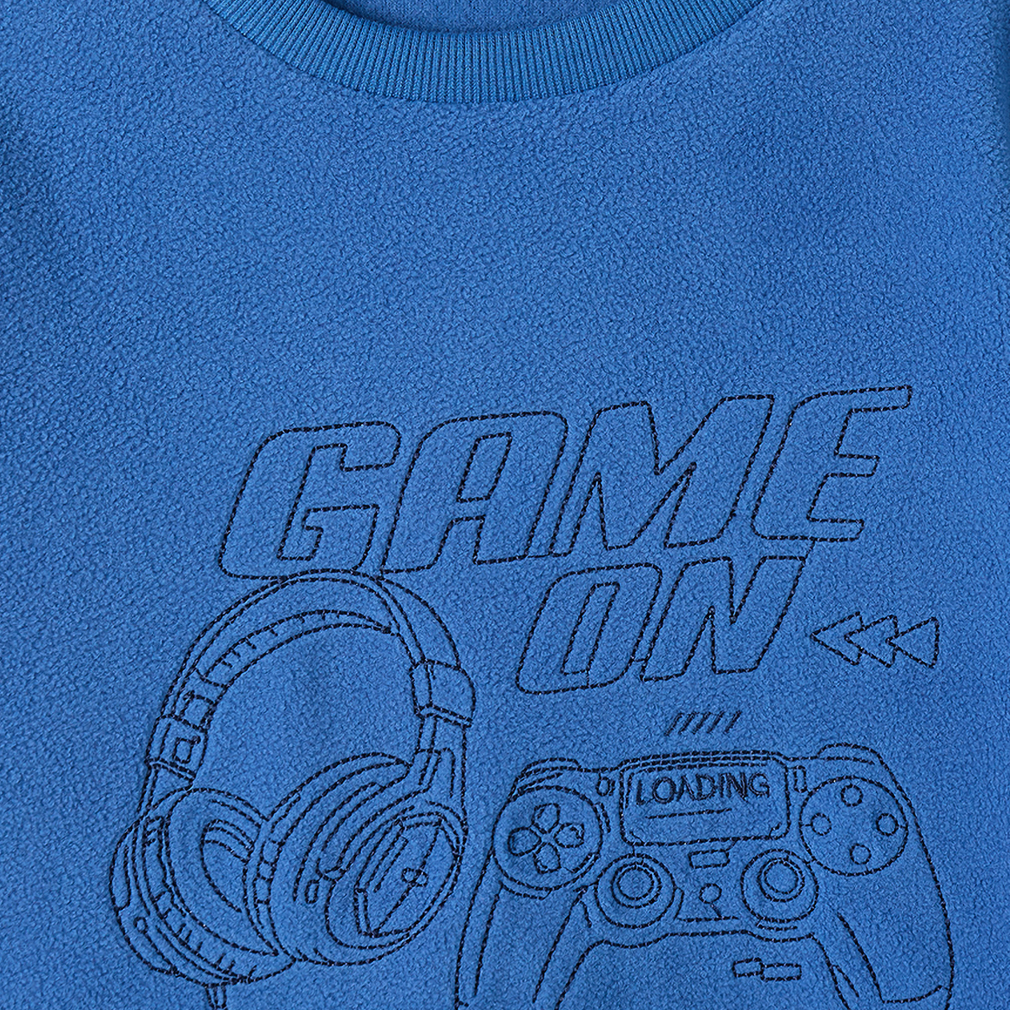 Juniors Crew Neck Long Sleeves Pyjama Set with Gaming Embroidery-boys-clothing-nightwear-image-5