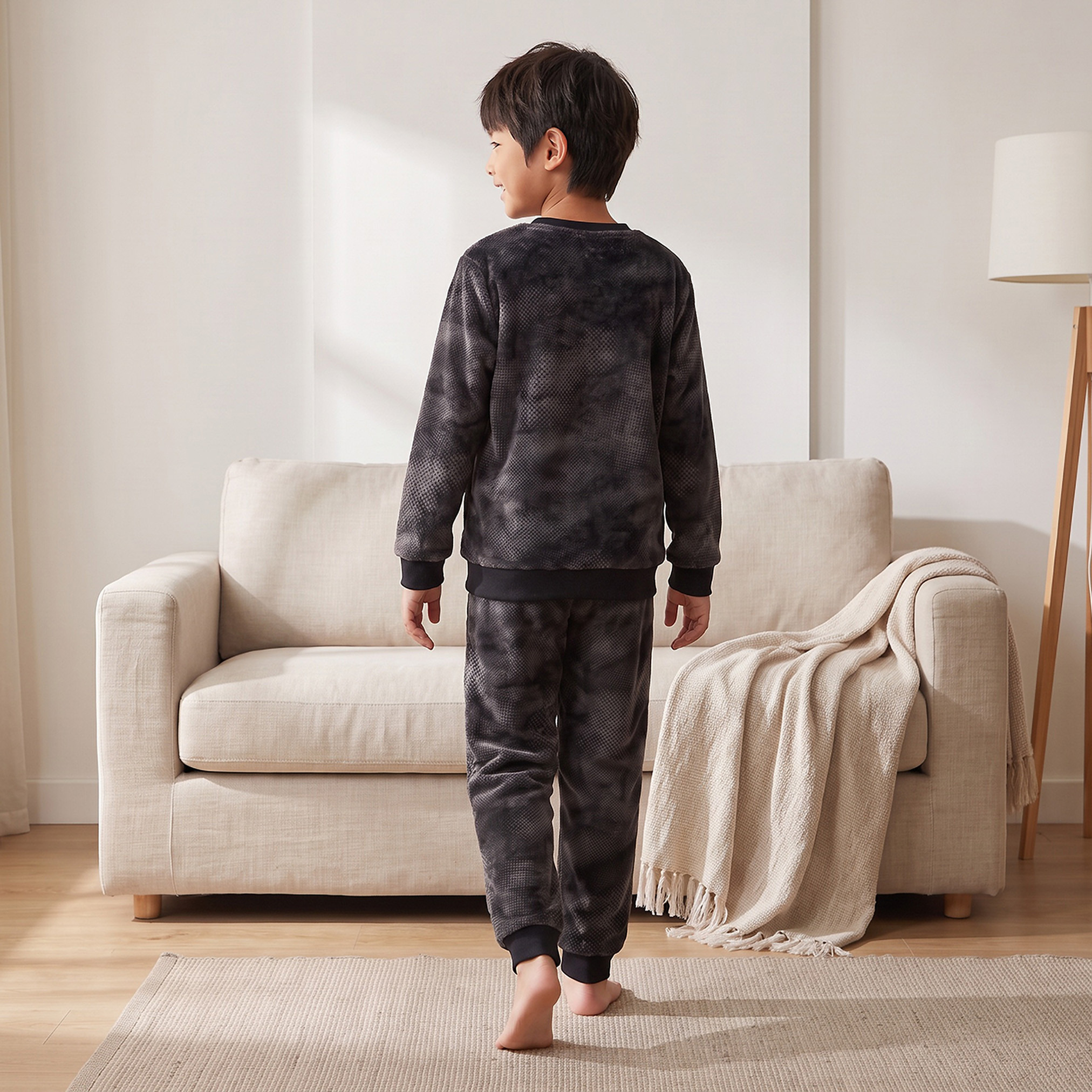 Juniors Crew Neck Long Sleeves Pyjama Set with Gaming Embroidery-boys-clothing-nightwear-image-4