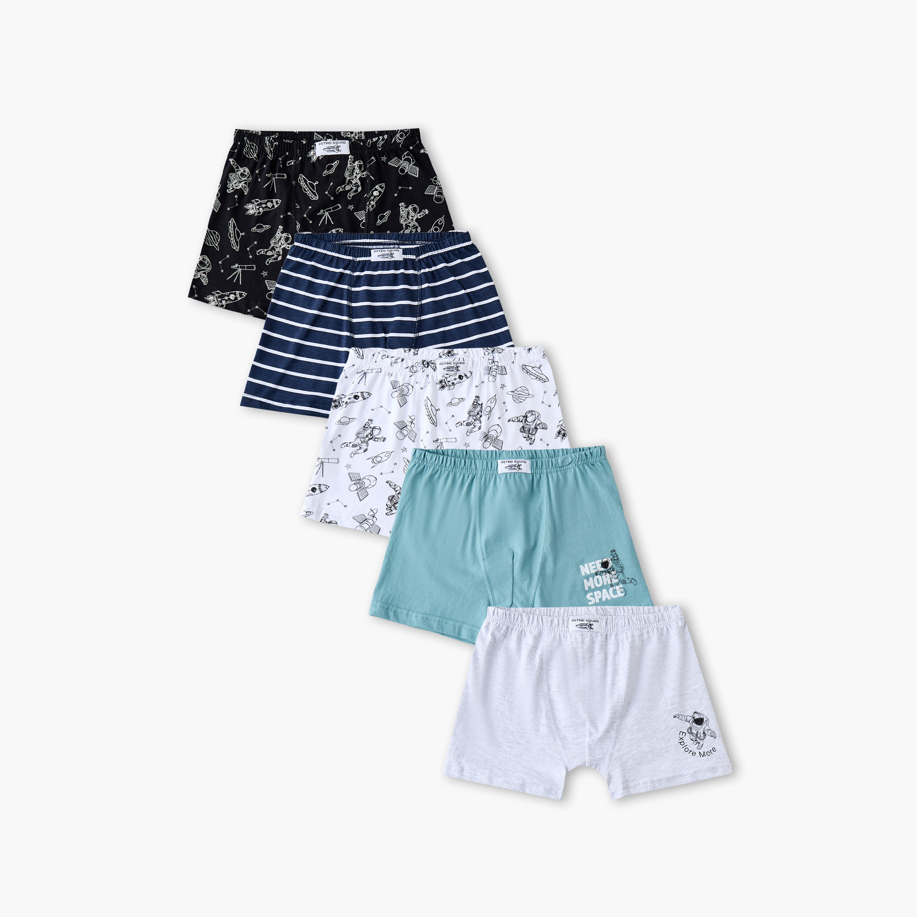 Pack of 5 Juniors Cotton Boxers with Space Print-boys-clothing-innerwear-boxersandbriefs-image-1
