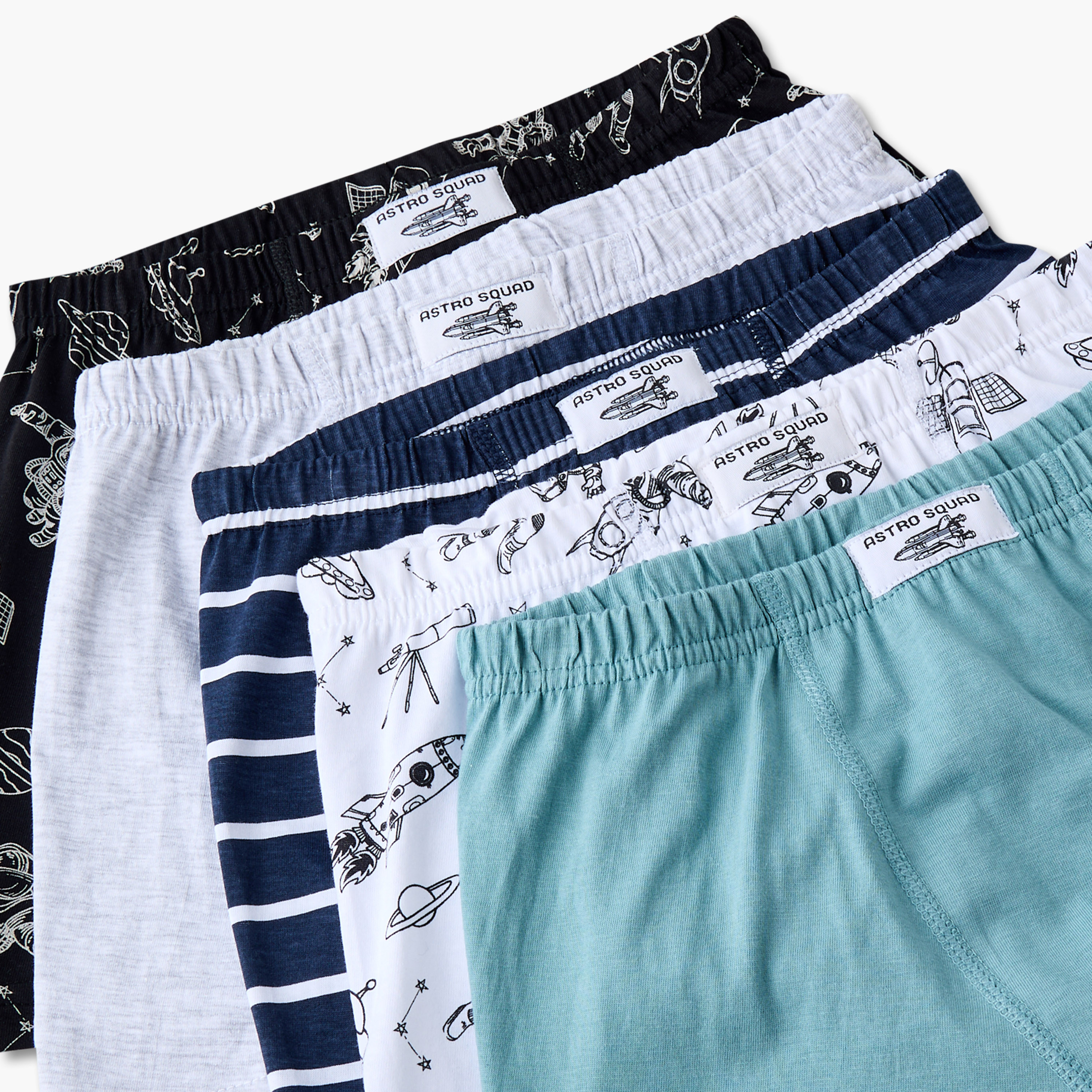 Pack of 5 Juniors Cotton Boxers with Space Print-boys-clothing-innerwear-boxersandbriefs-image-7