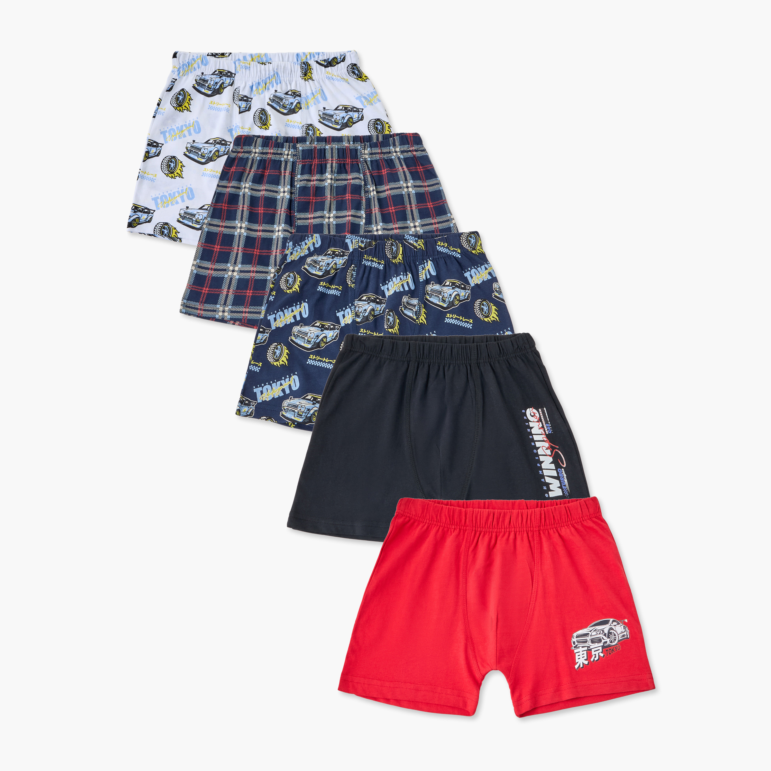 Pack of 5 Juniors Cotton Boxers with Assorted Prints-boys-clothing-innerwear-boxersandbriefs-image-1