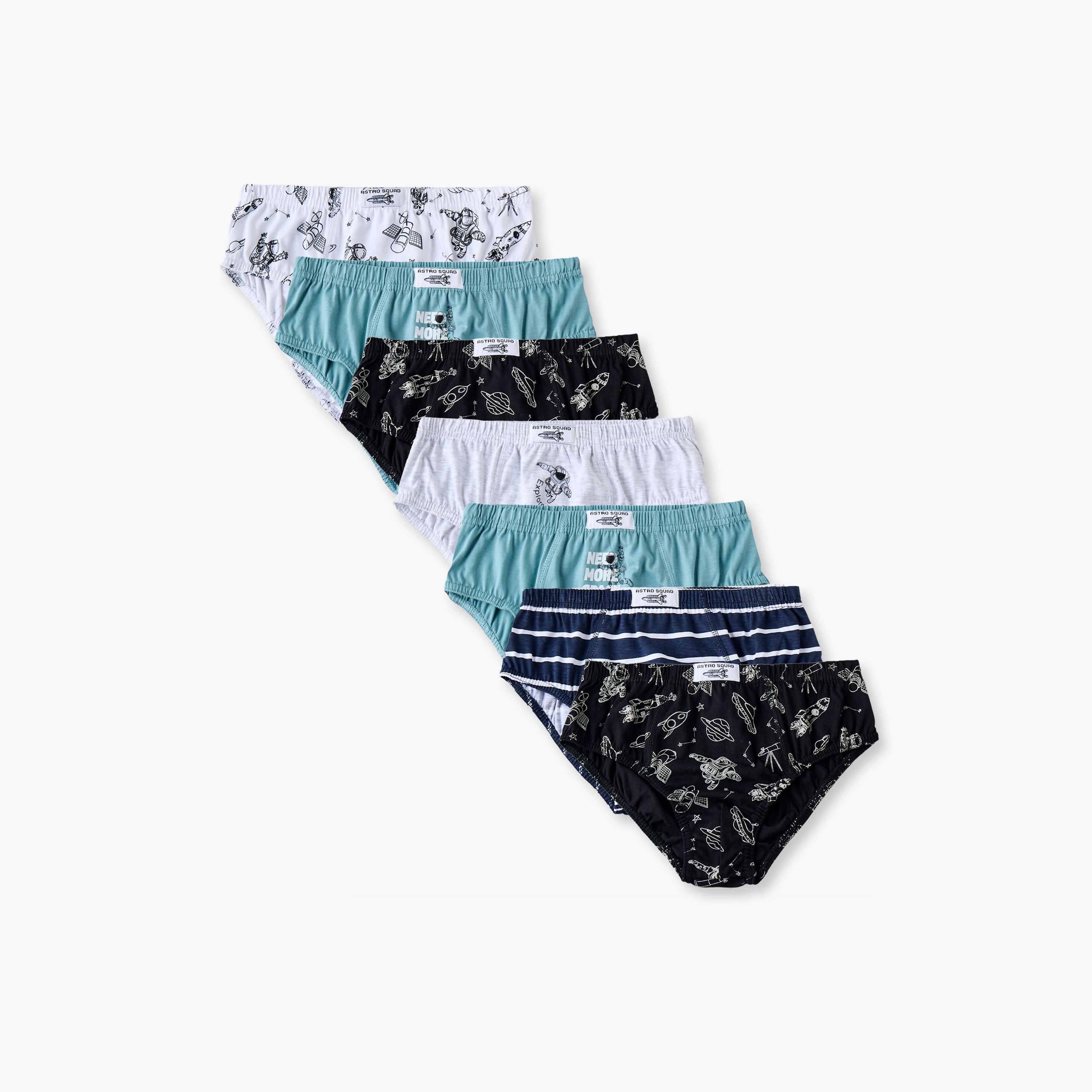 Pack of 7 Juniors Cotton Briefs with Space Print-boys-clothing-innerwear-boxersandbriefs-image-1