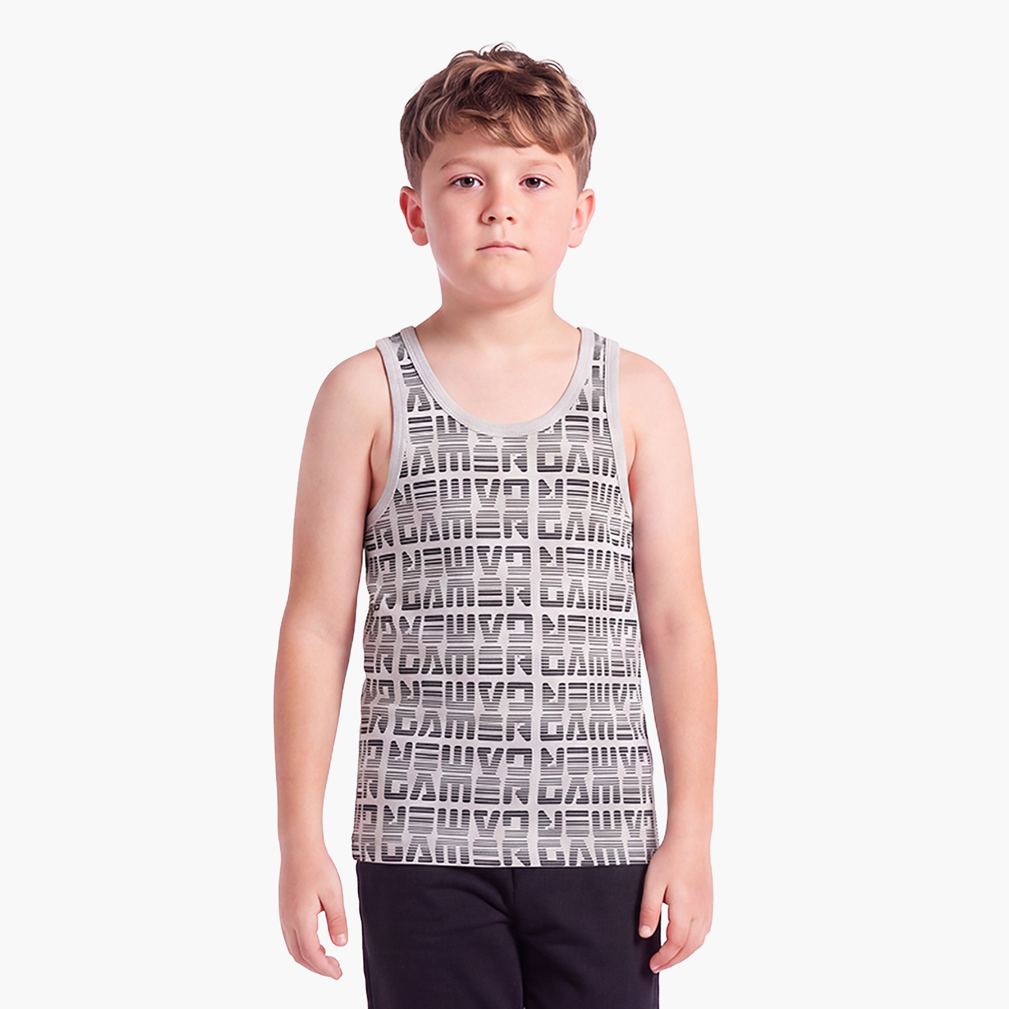 طقم فيست قطن بياقة مستديرة وطبعات ألعاب من جونيورز - 7 قطع-boys-clothing-innerwear-vests-image-10