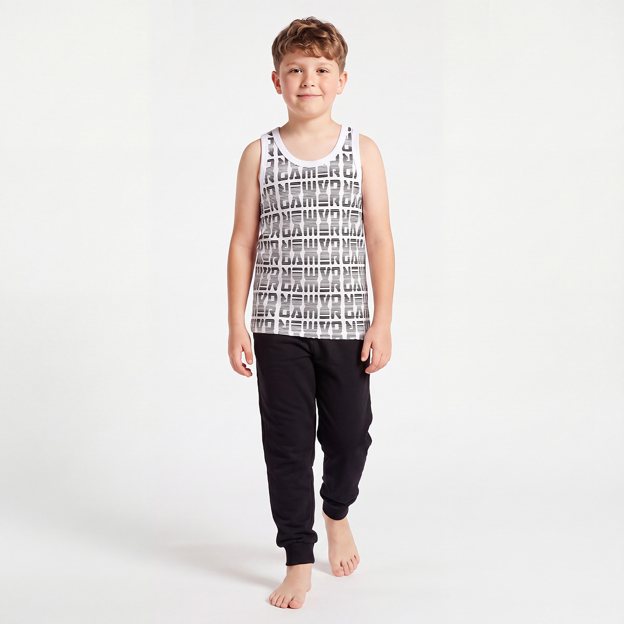 طقم فيست قطن بياقة مستديرة وطبعات ألعاب من جونيورز - 7 قطع-boys-clothing-innerwear-vests-image-6
