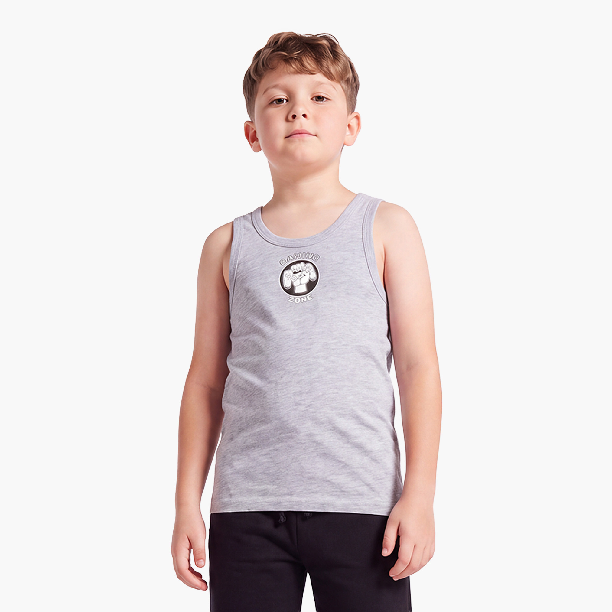 طقم فيست قطن بياقة مستديرة وطبعات ألعاب من جونيورز - 7 قطع-boys-clothing-innerwear-vests-image-9