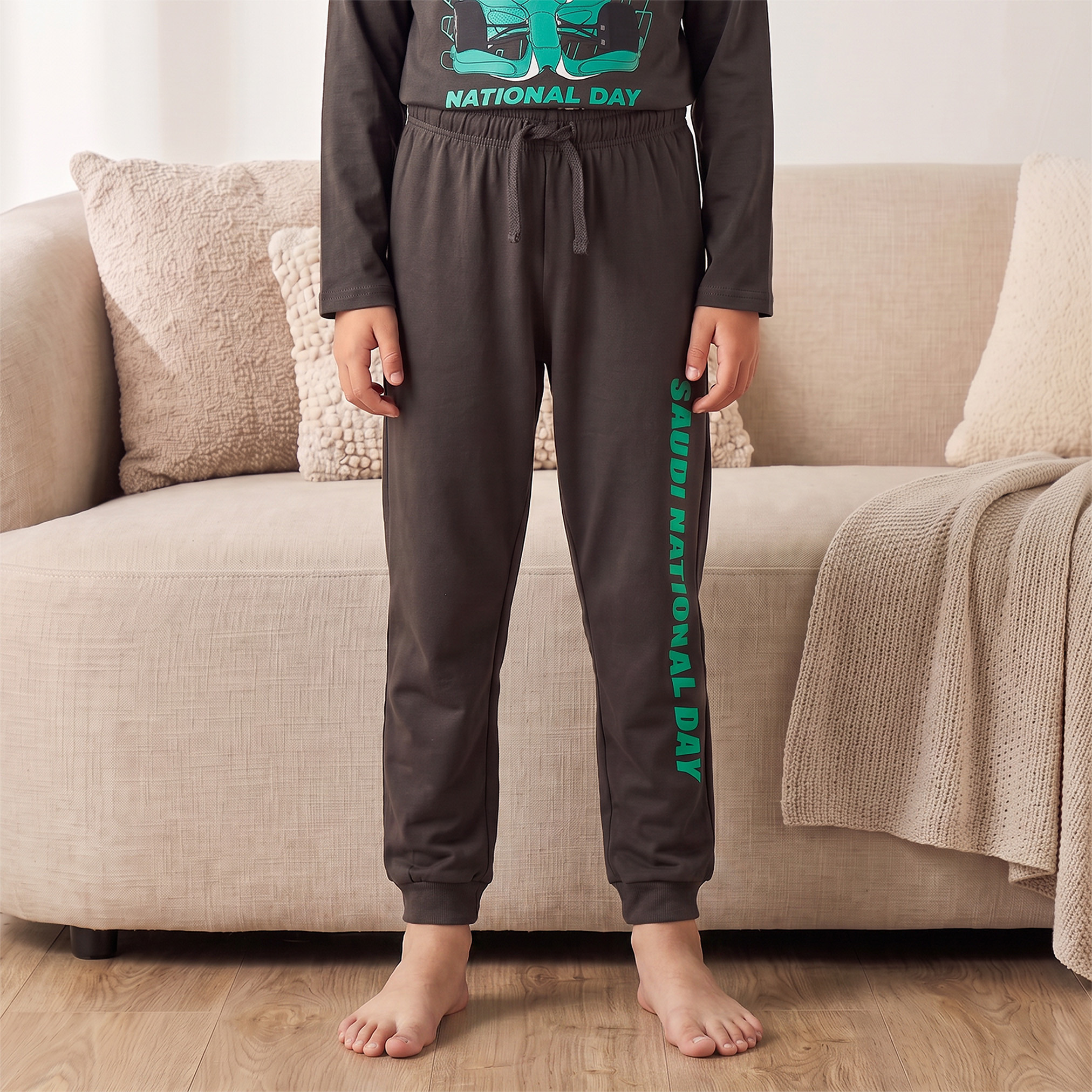 Disney Crew Neck Long Sleeves Pyjama Set with KSA National Day Print-boys-clothing-nightwear-image-3