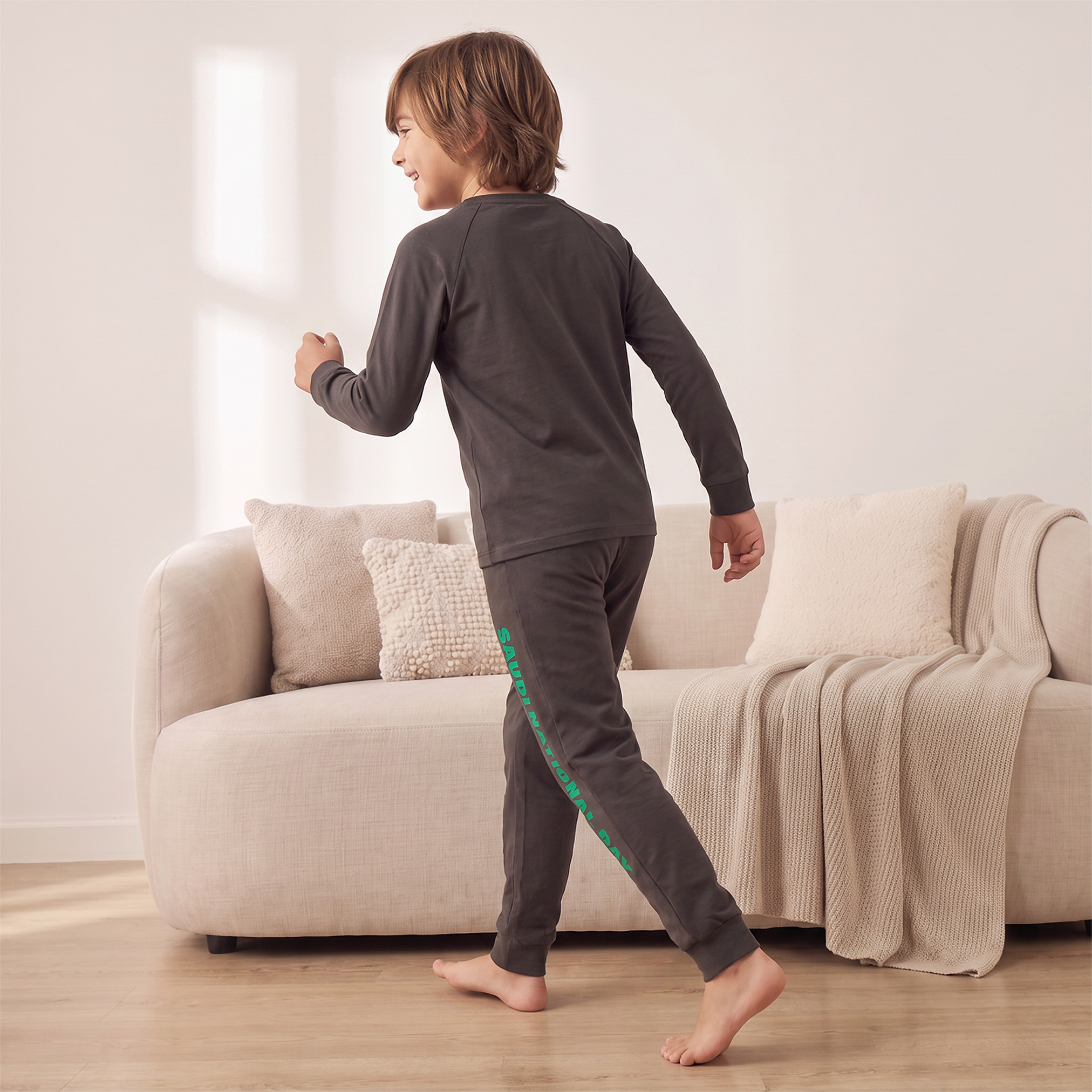 Disney Crew Neck Long Sleeves Pyjama Set with KSA National Day Print-boys-clothing-nightwear-image-4