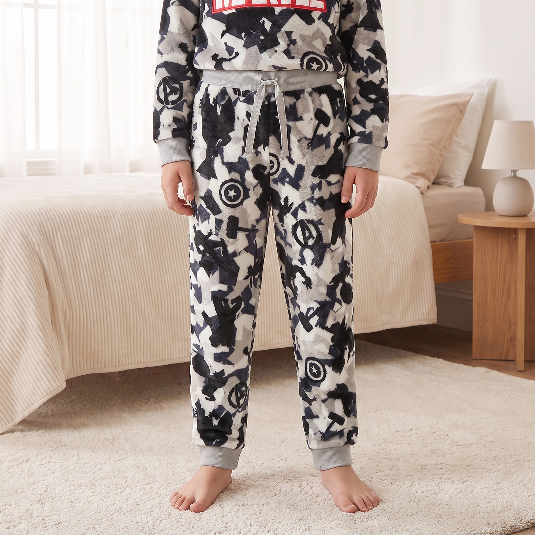 Crew Neck Long Sleeves Pyjama Set with Avengers Print-boys-clothing-nightwear-image-3