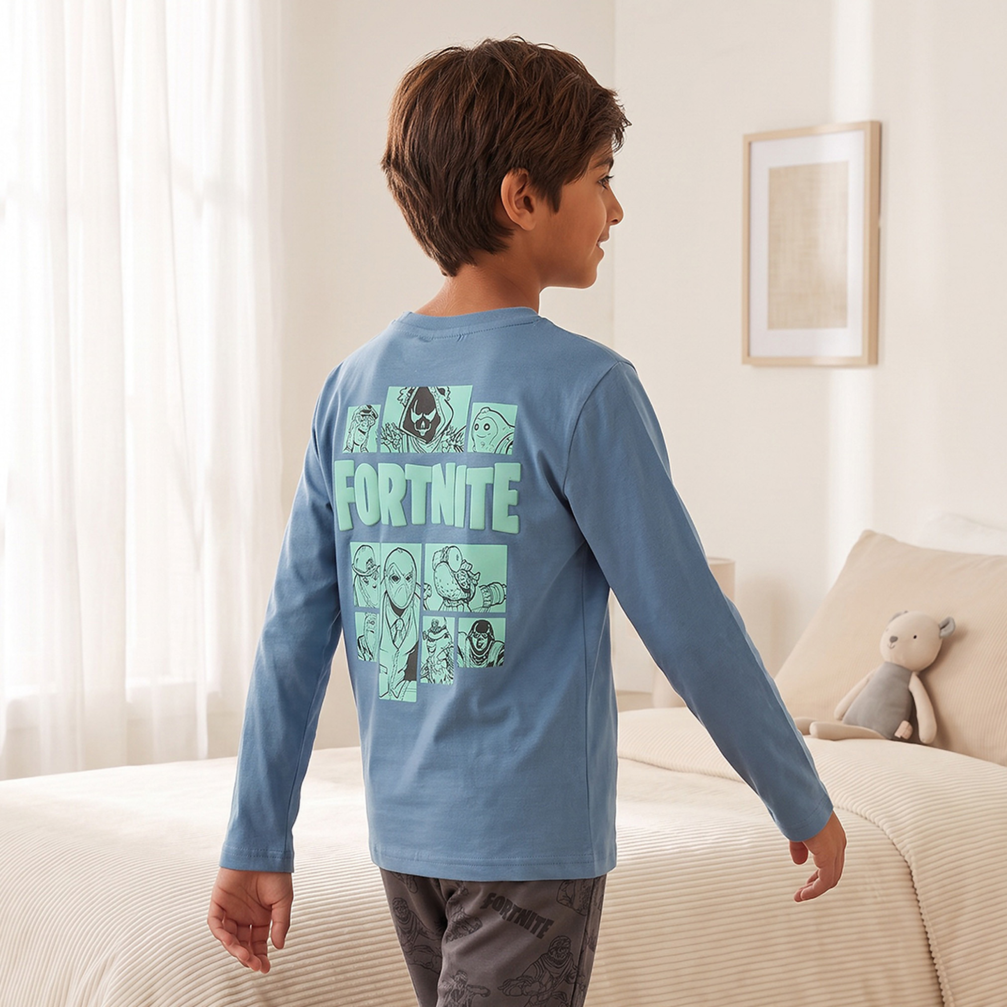 طقم بيجاما قطن برقبة ضيقة وأكمام طويلة وطبعات من نتفليكس-boys-clothing-nightwear-image-4