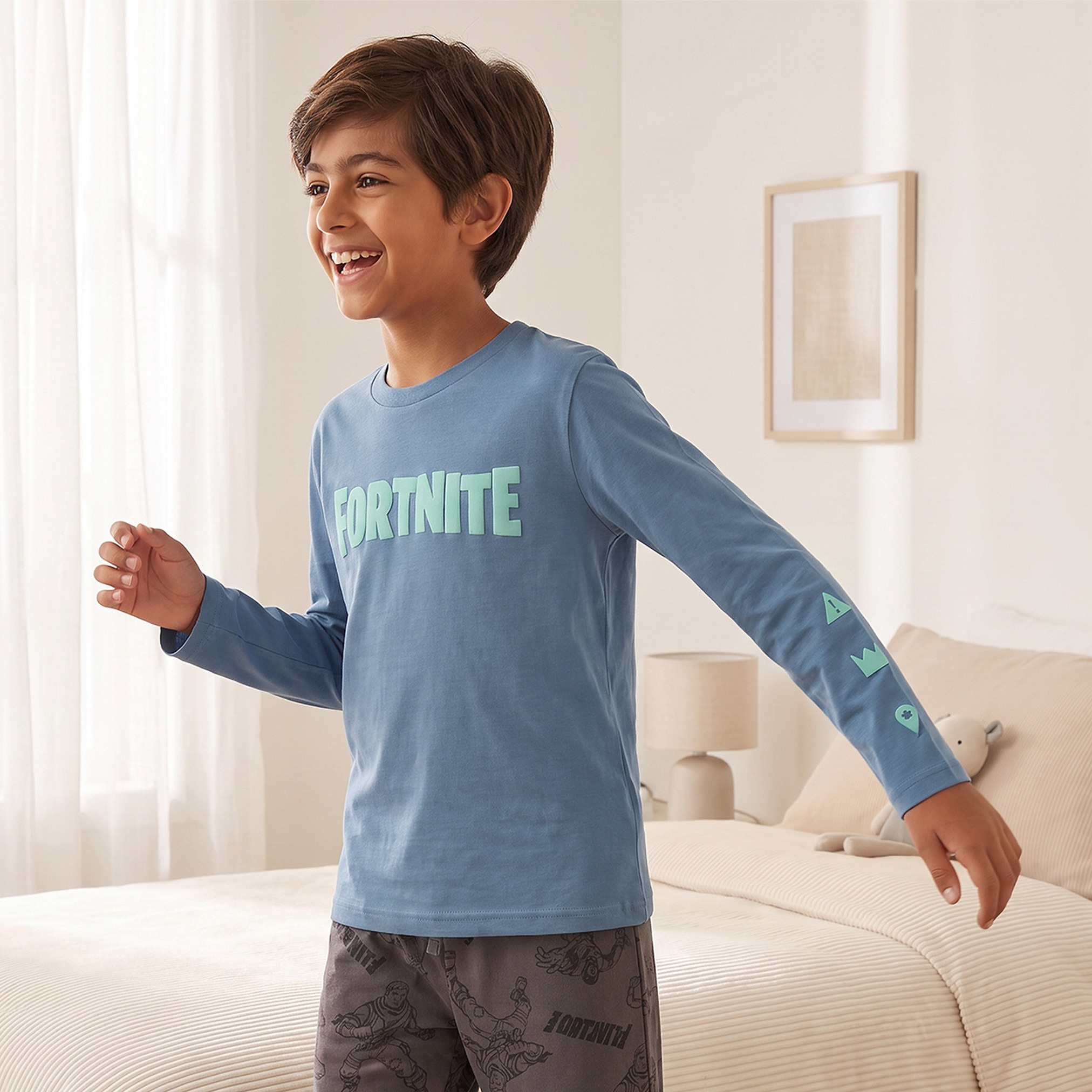 طقم بيجاما قطن برقبة ضيقة وأكمام طويلة وطبعات من نتفليكس-boys-clothing-nightwear-image-7