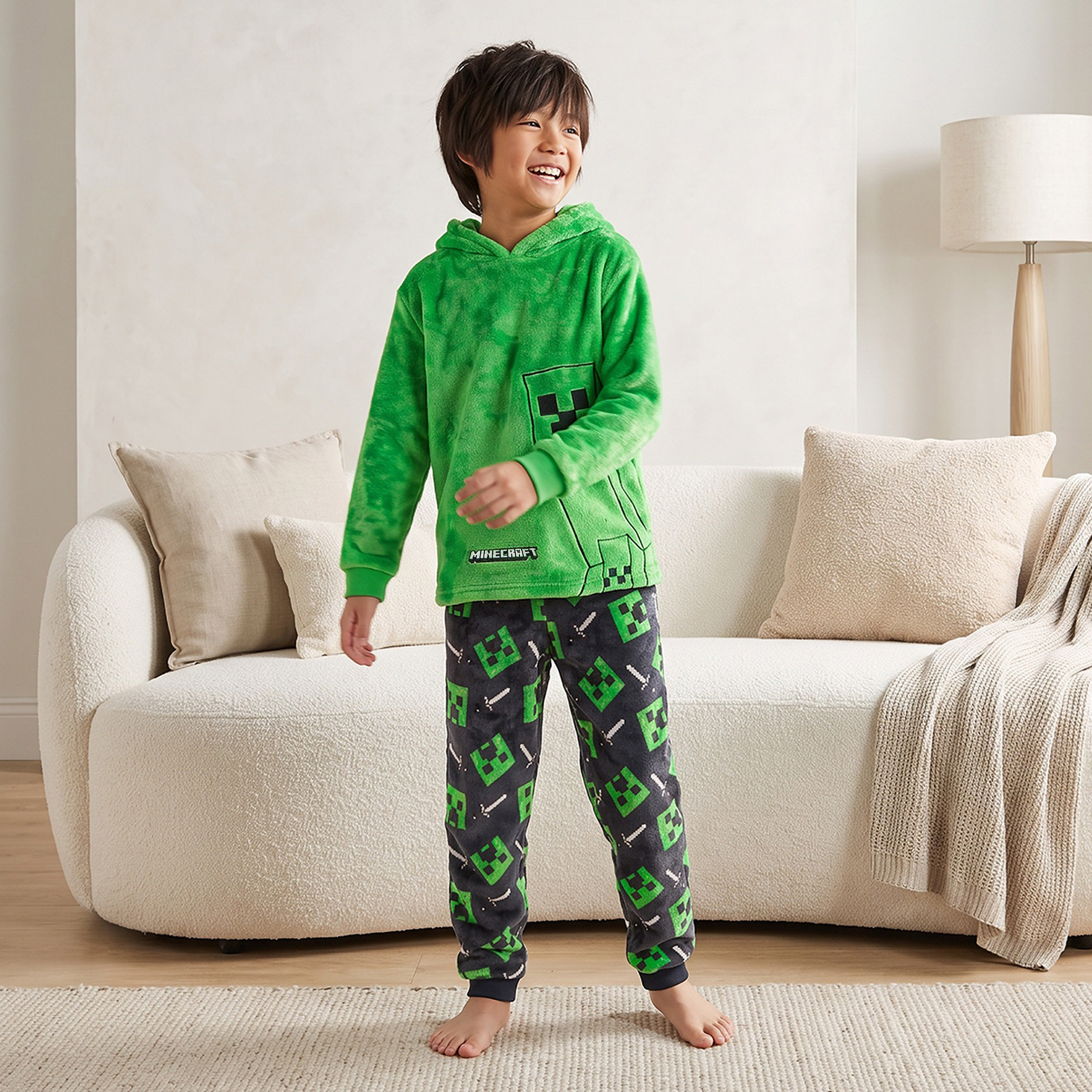Minecraft Hooded Long Sleeves Pyjama Set with Gaming Print-boys-clothing-nightwear-image-1