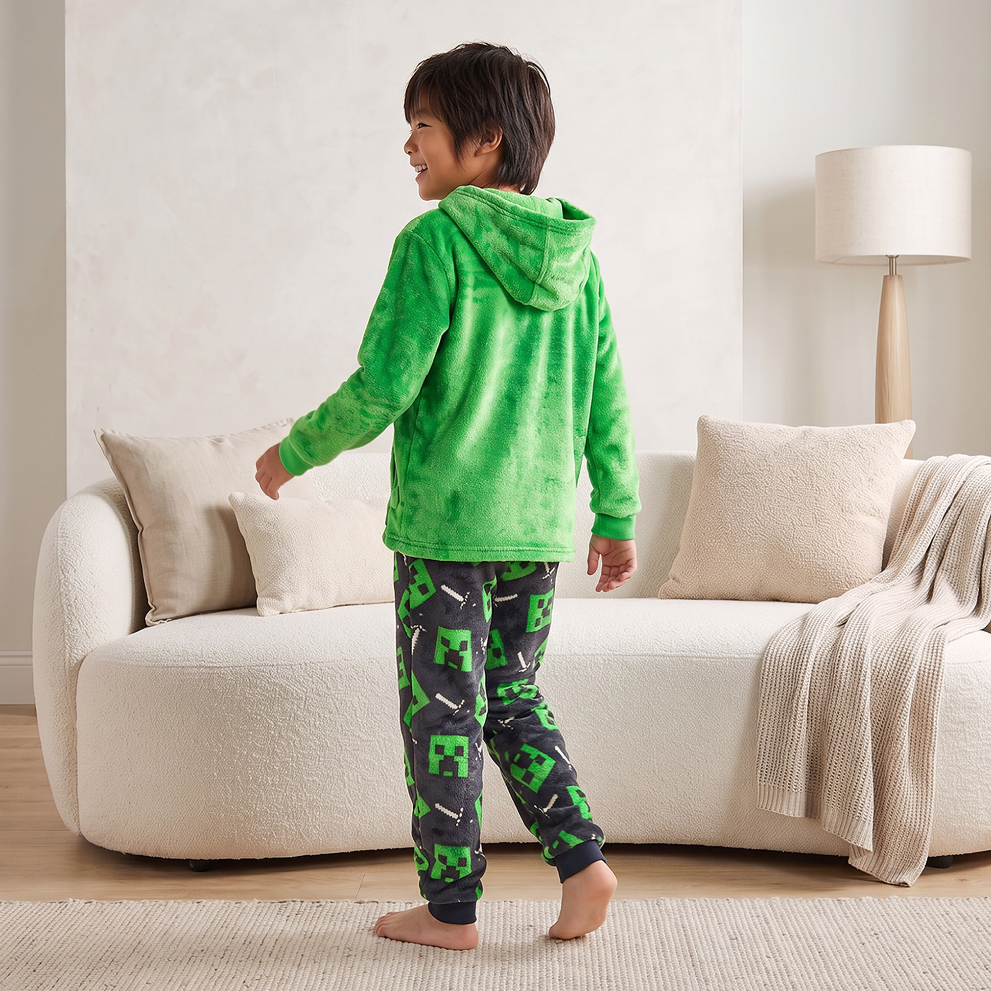 Minecraft Hooded Long Sleeves Pyjama Set with Gaming Print-boys-clothing-nightwear-image-2