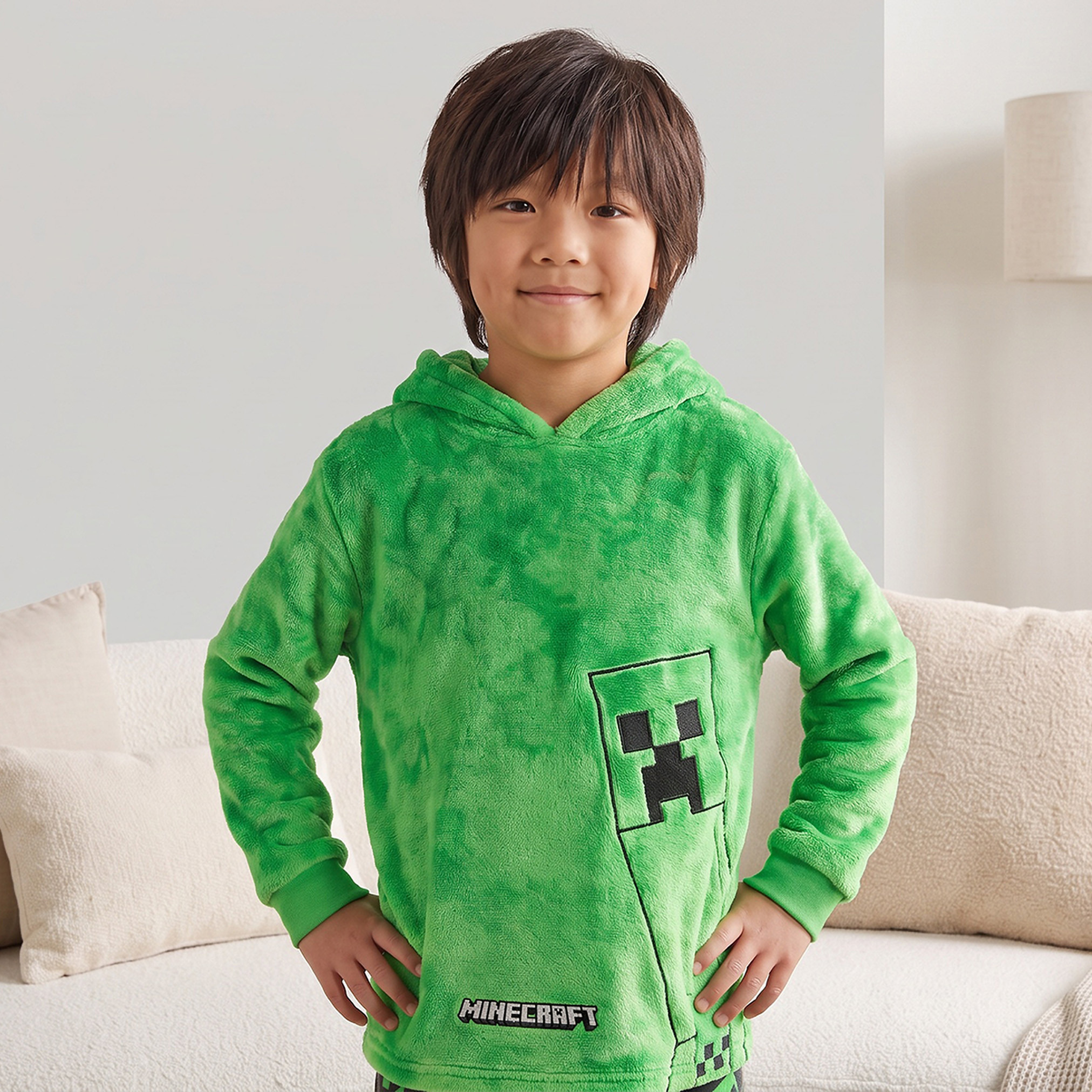 Minecraft Hooded Long Sleeves Pyjama Set with Gaming Print-boys-clothing-nightwear-image-3