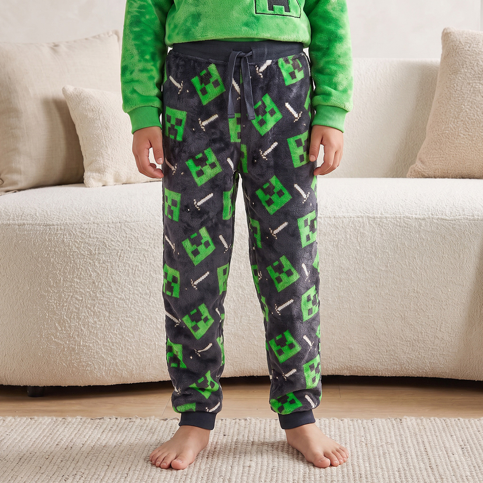 Minecraft Hooded Long Sleeves Pyjama Set with Gaming Print-boys-clothing-nightwear-image-4