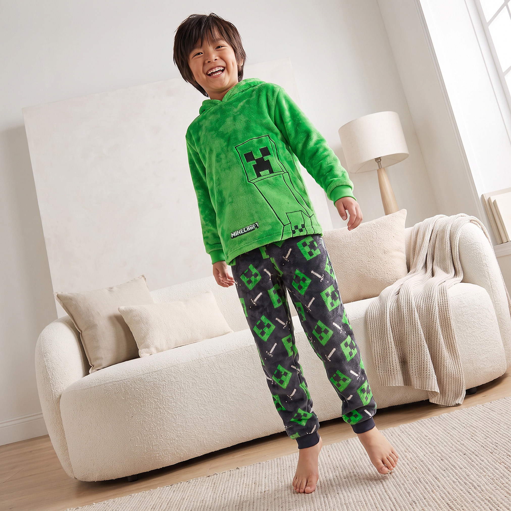 Minecraft Hooded Long Sleeves Pyjama Set with Gaming Print-boys-clothing-nightwear-image-5