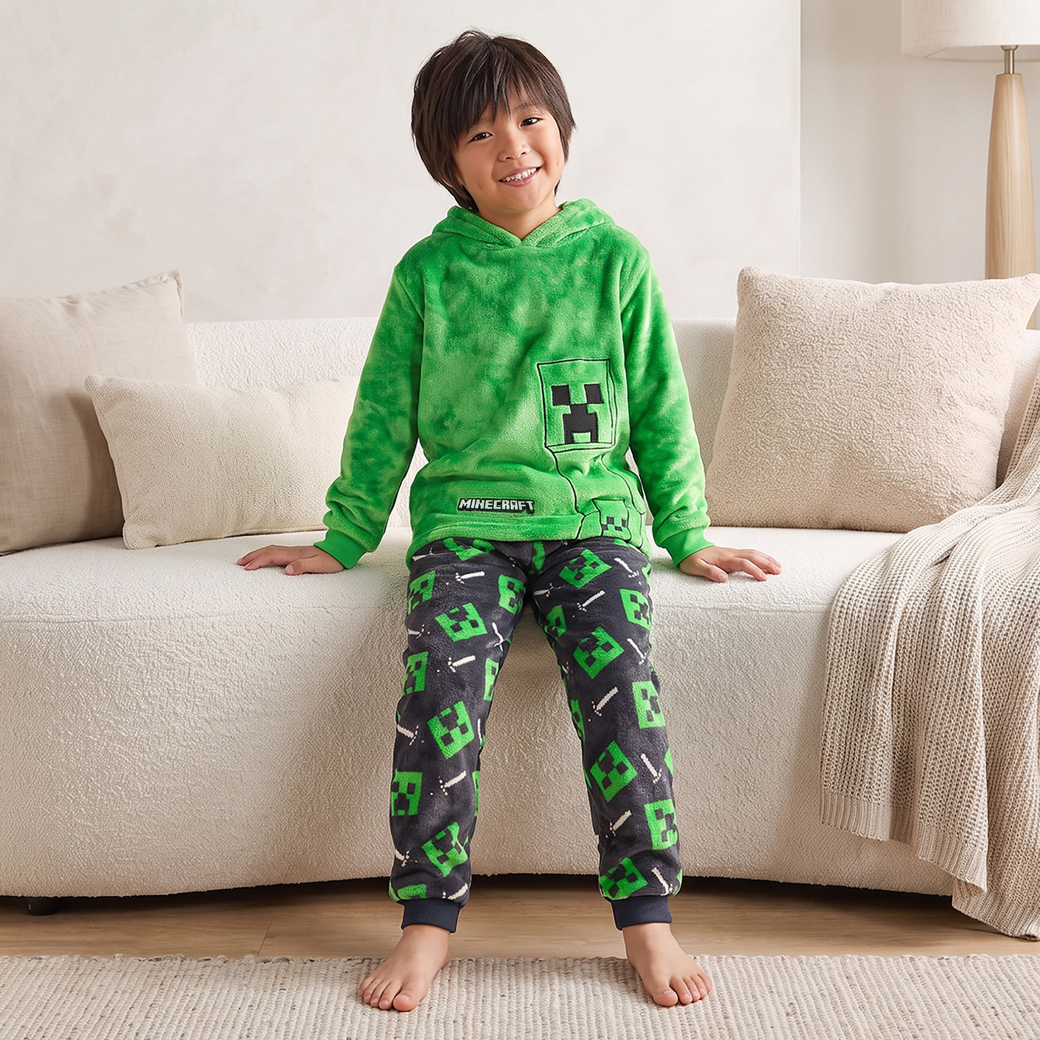 Minecraft Hooded Long Sleeves Pyjama Set with Gaming Print-boys-clothing-nightwear-image-6