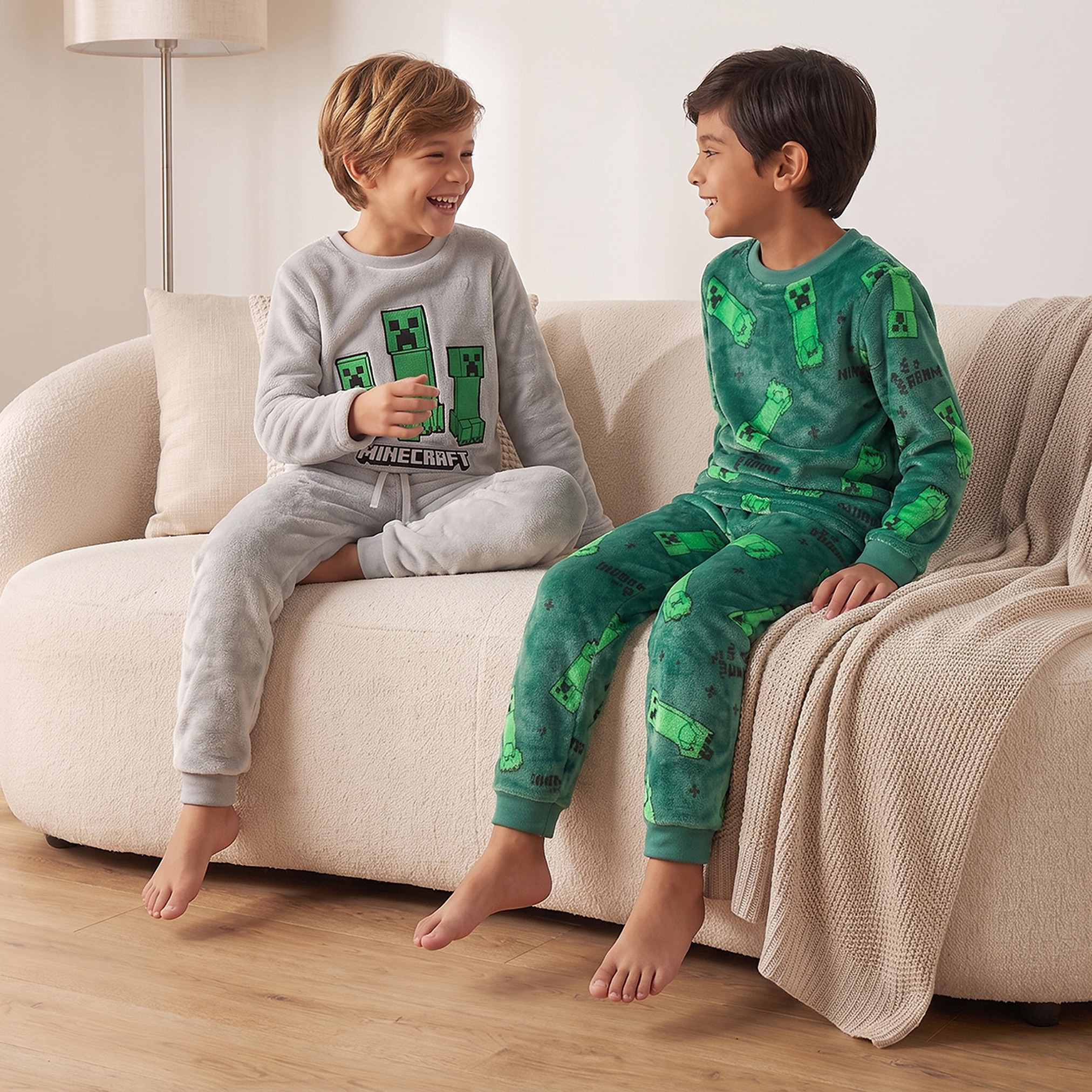 Pack of 2 Minecraft Crew Neck Long Sleeves Pyjama Set with Prints-boys-clothing-nightwear-image-1