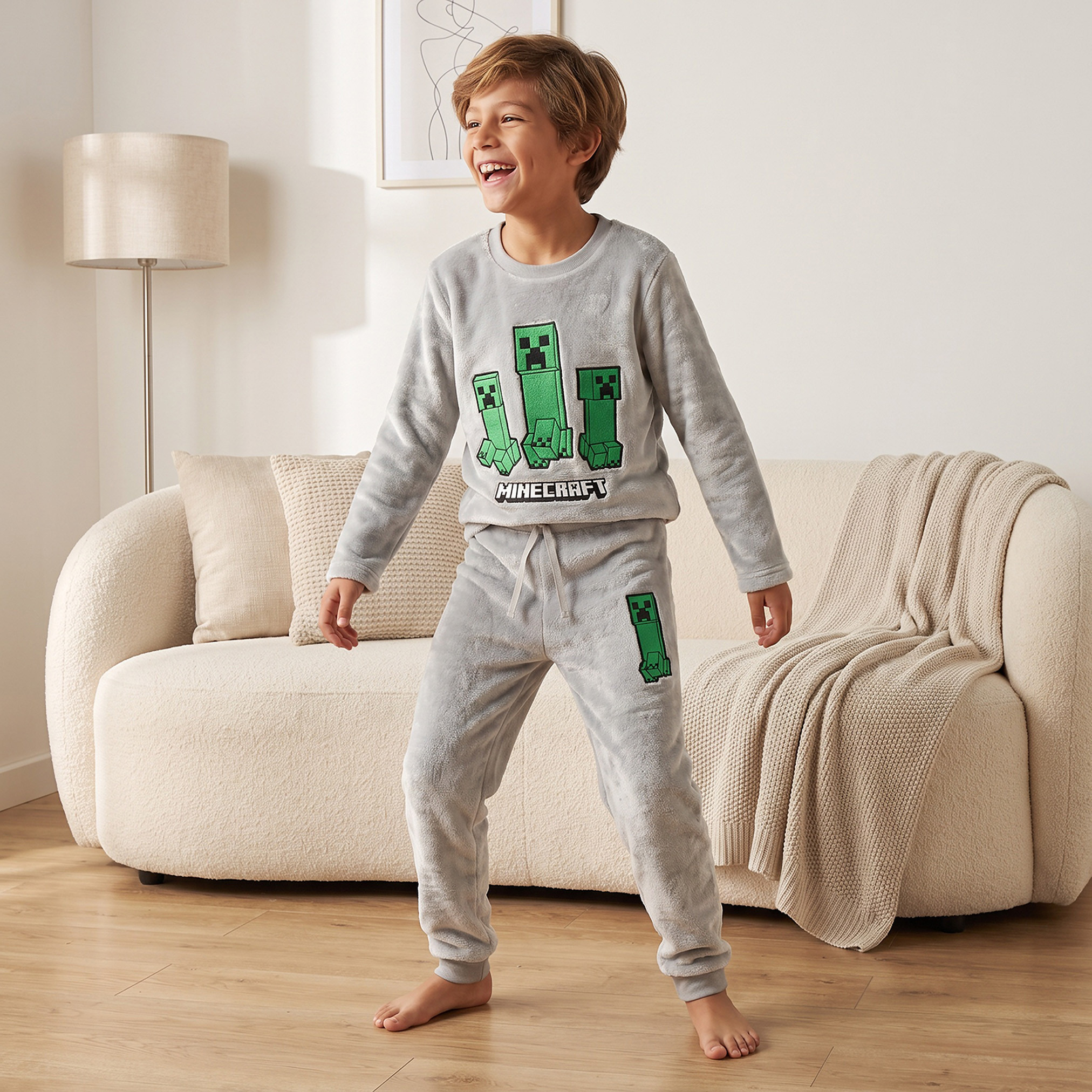Pack of 2 Minecraft Crew Neck Long Sleeves Pyjama Set with Prints-boys-clothing-nightwear-image-2