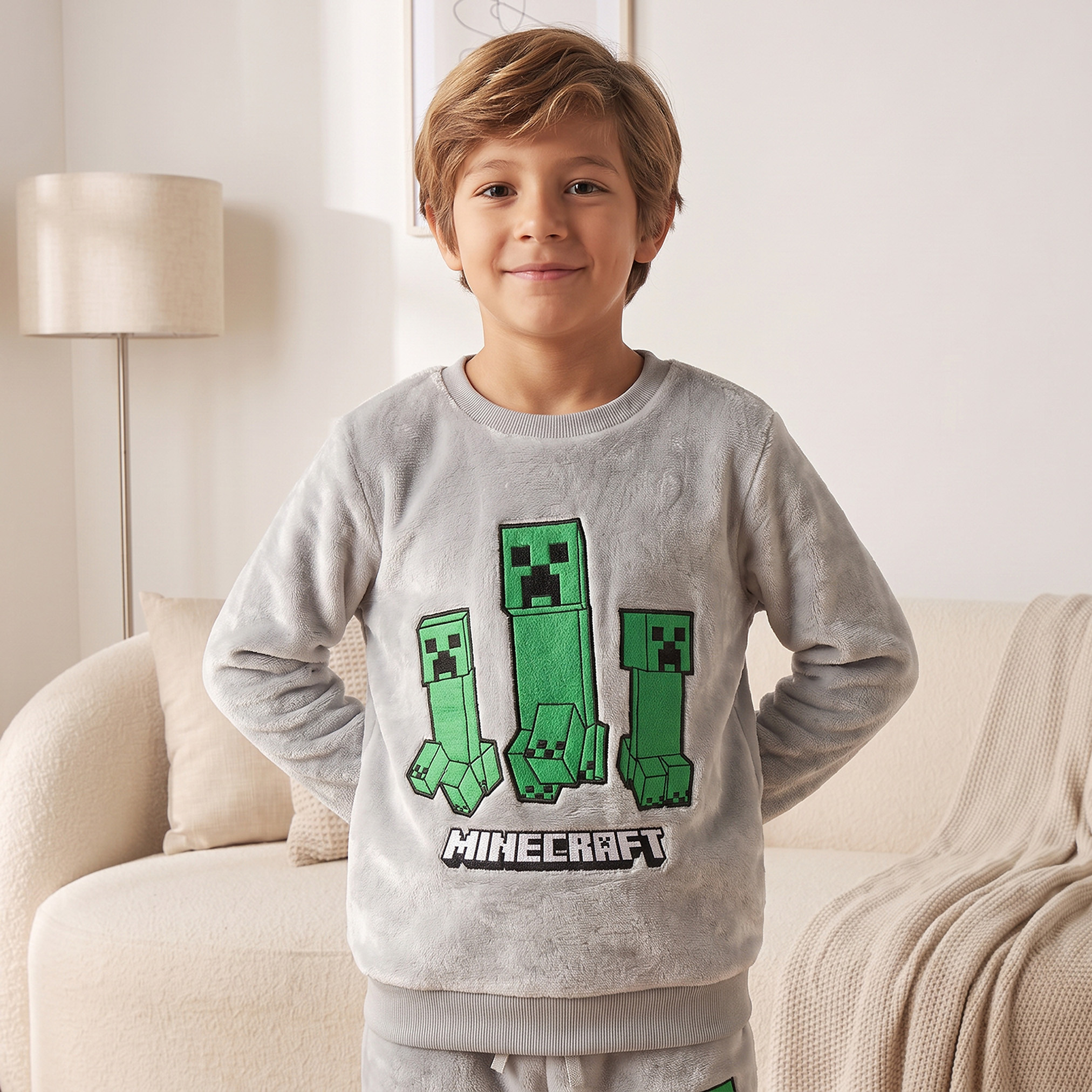 Pack of 2 Minecraft Crew Neck Long Sleeves Pyjama Set with Prints-boys-clothing-nightwear-image-4
