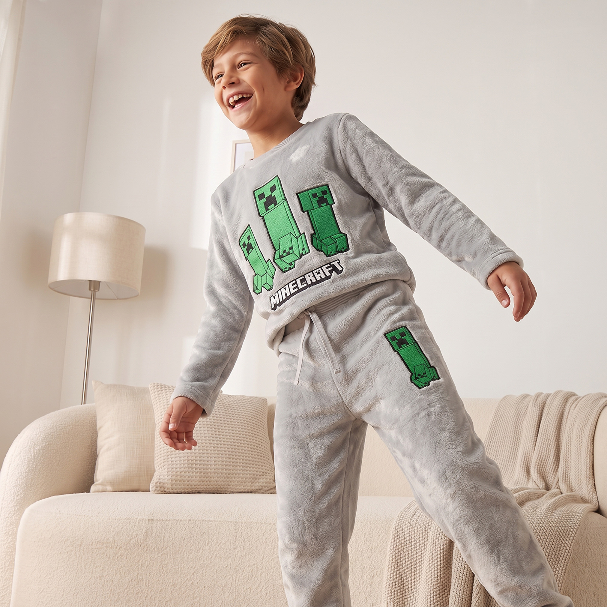 Pack of 2 Minecraft Crew Neck Long Sleeves Pyjama Set with Prints-boys-clothing-nightwear-image-9