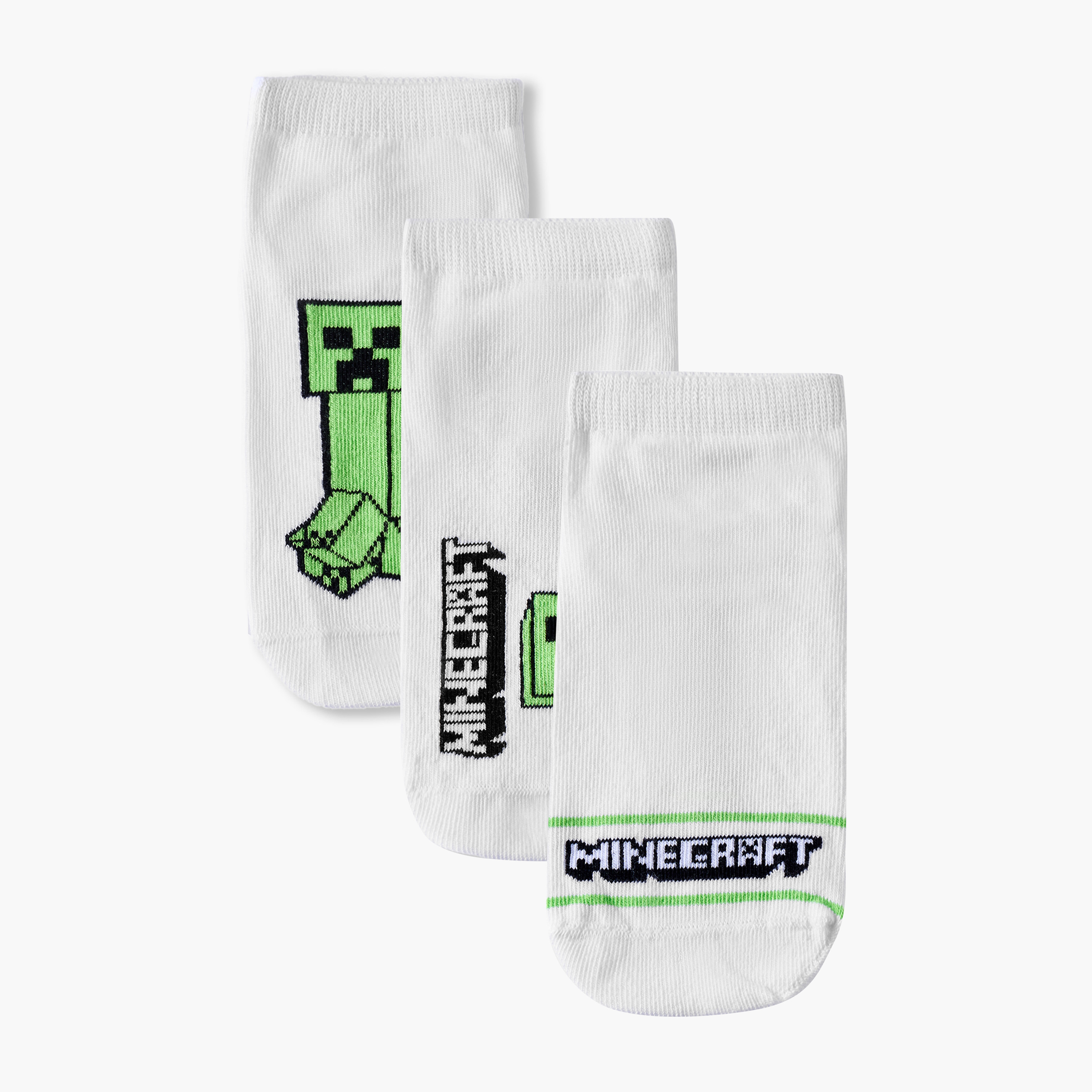 Pack of 3 Minecraft Boys Socks Ankle Length-boys-accessories-socks-image-1