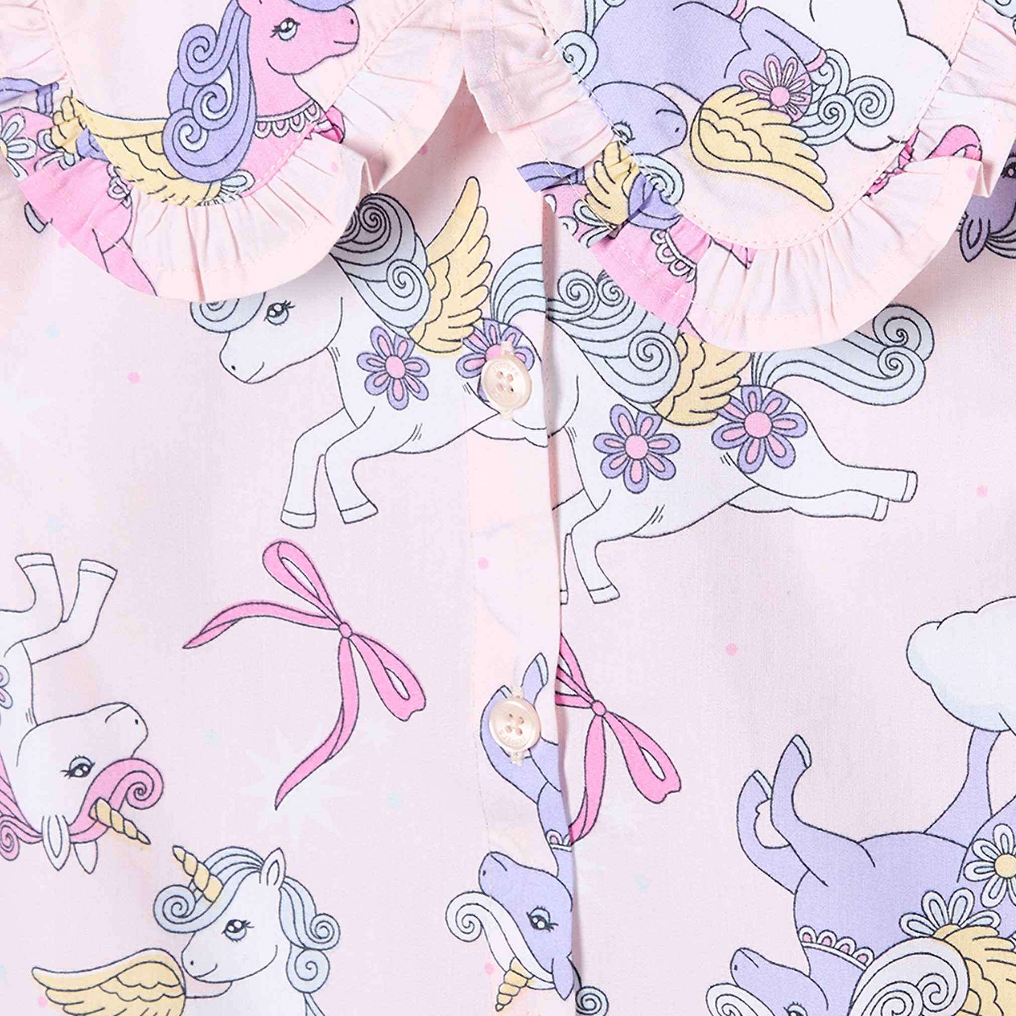 Juniors Cotton Collared Long Sleeves Pyjama Set with Unicorn Print-girls-clothing-nightwear-image-7