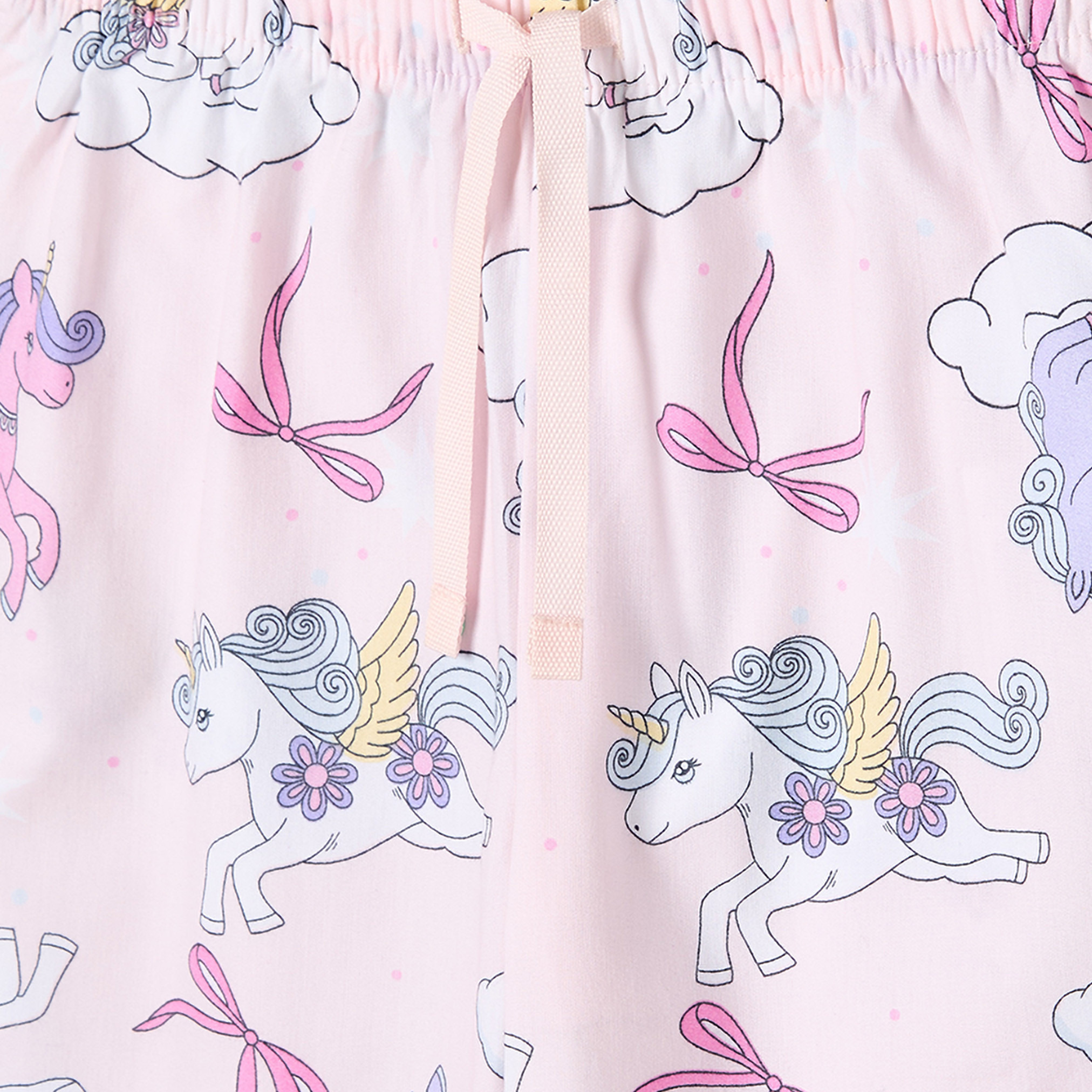 Juniors Cotton Collared Long Sleeves Pyjama Set with Unicorn Print-girls-clothing-nightwear-image-9