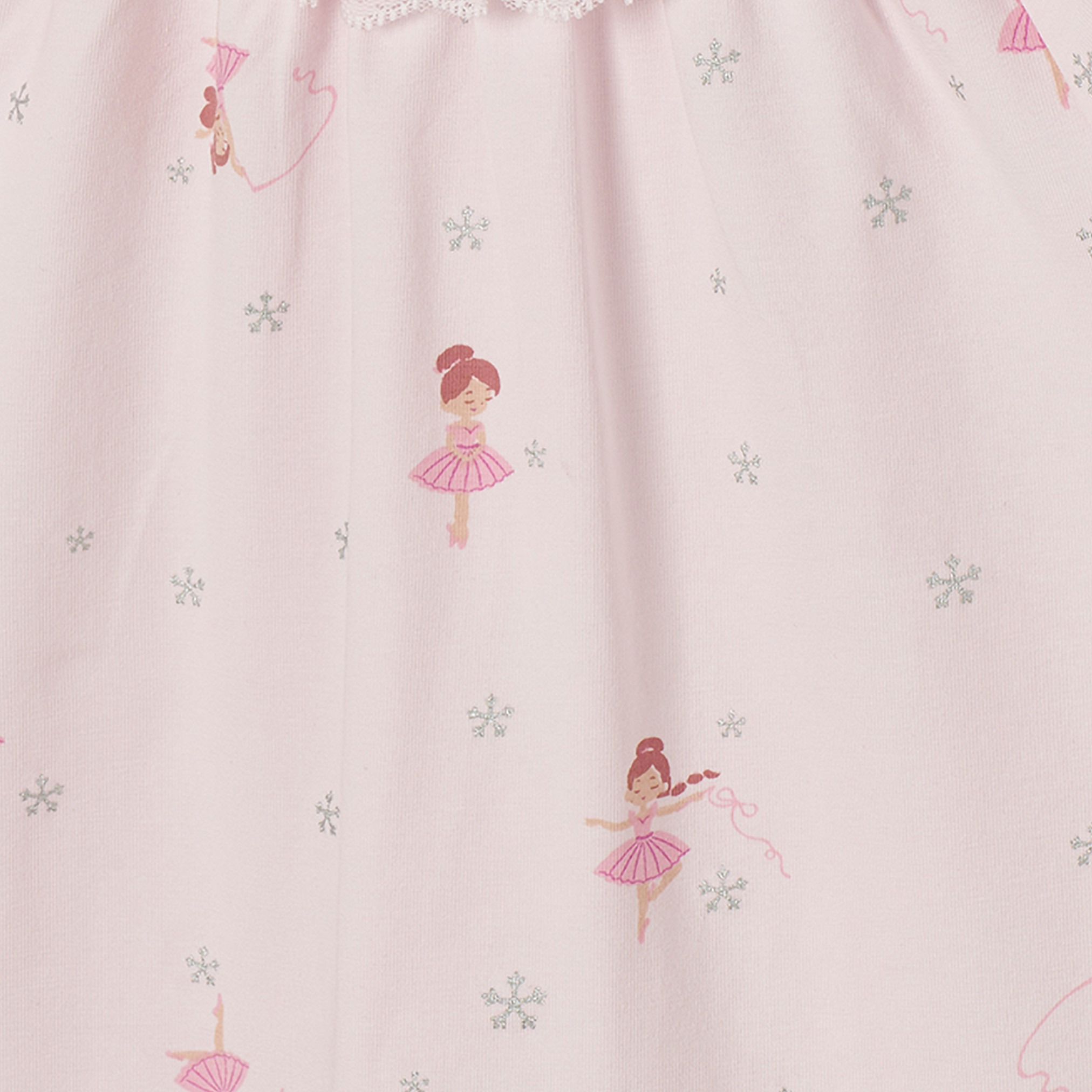 Juniors Cotton Crew Neck Long Sleeves Pyjama Set with Ballerina Print-girls-clothing-nightwear-image-5