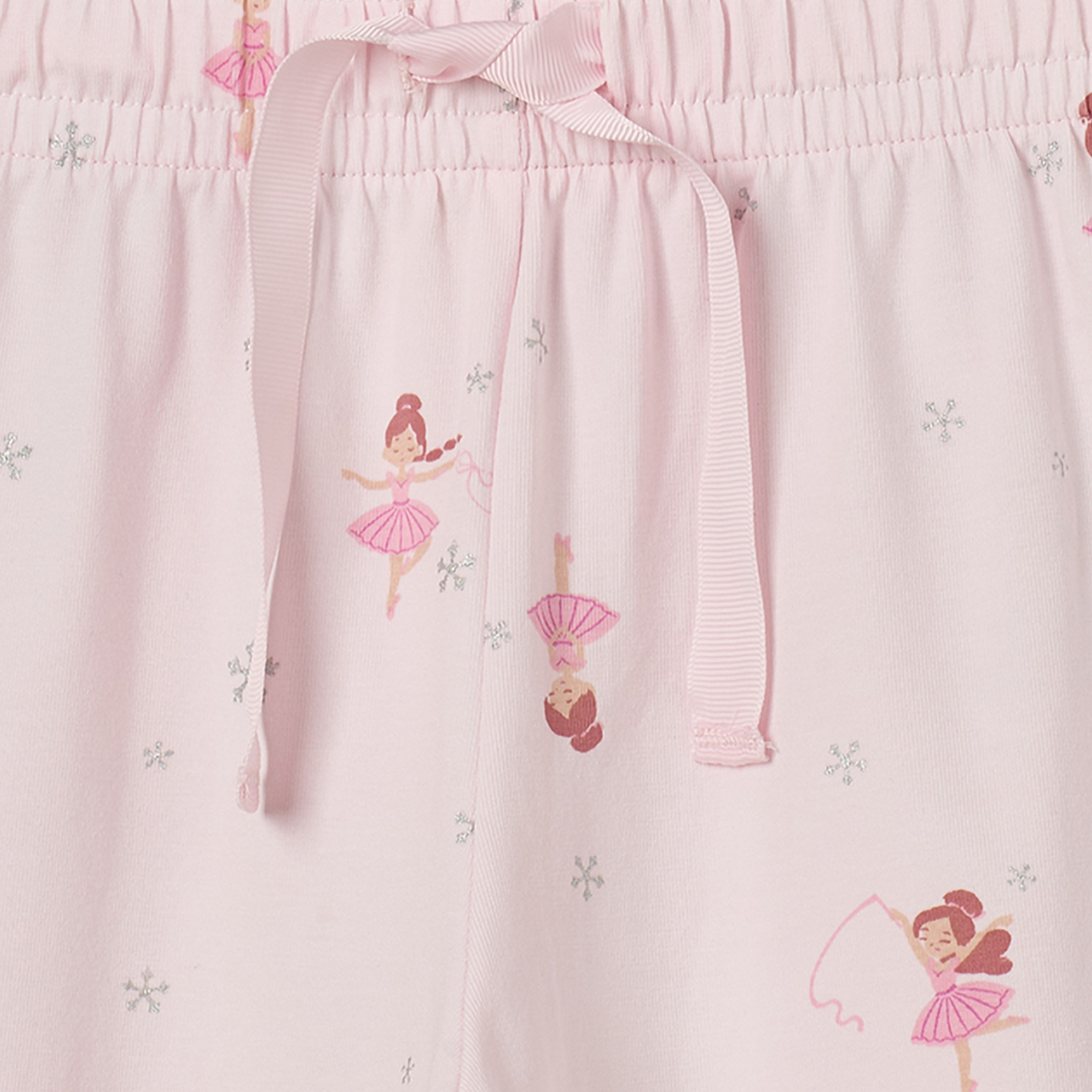 Juniors Cotton Crew Neck Long Sleeves Pyjama Set with Ballerina Print-girls-clothing-nightwear-image-6
