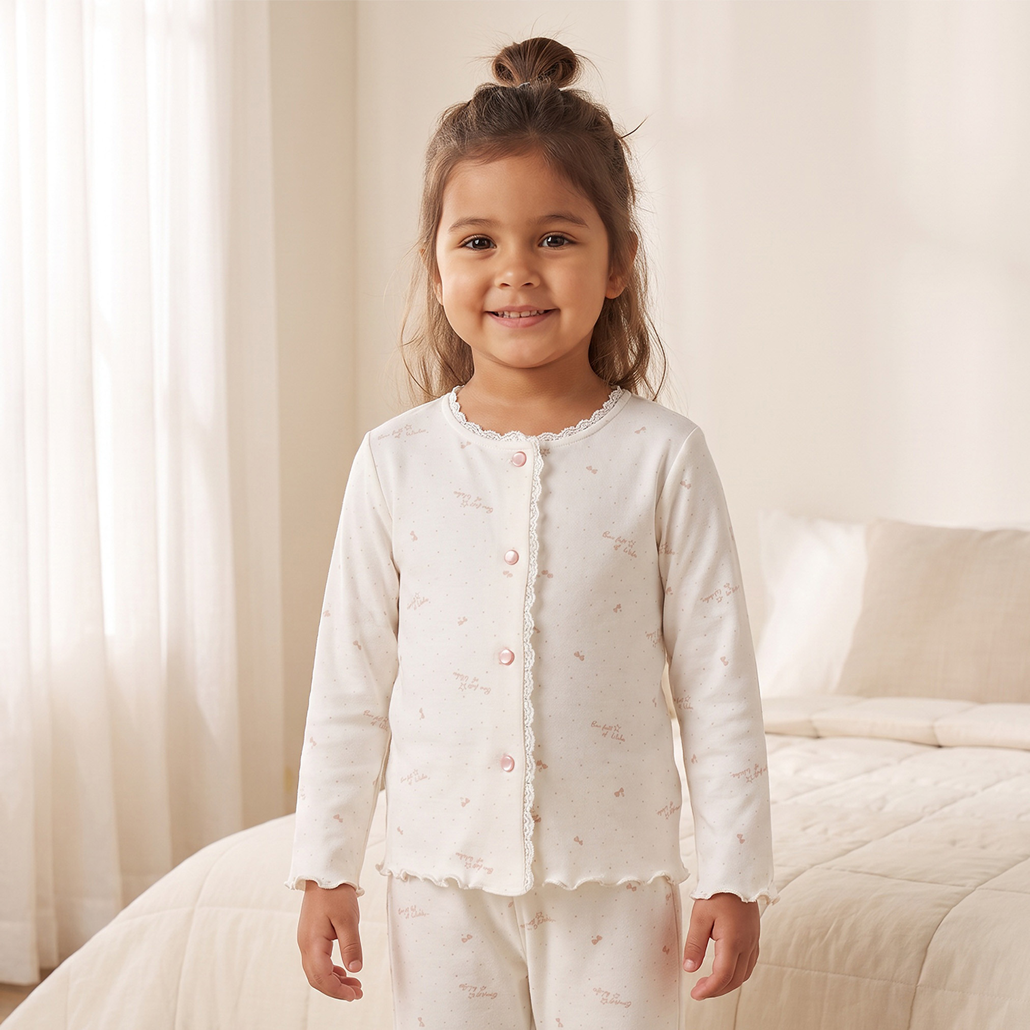 طقم بيجاما برقبة مستديرة وأكمام طويلة وطبعات شعار من جونيورز-girls-clothing-nightwear-image-2