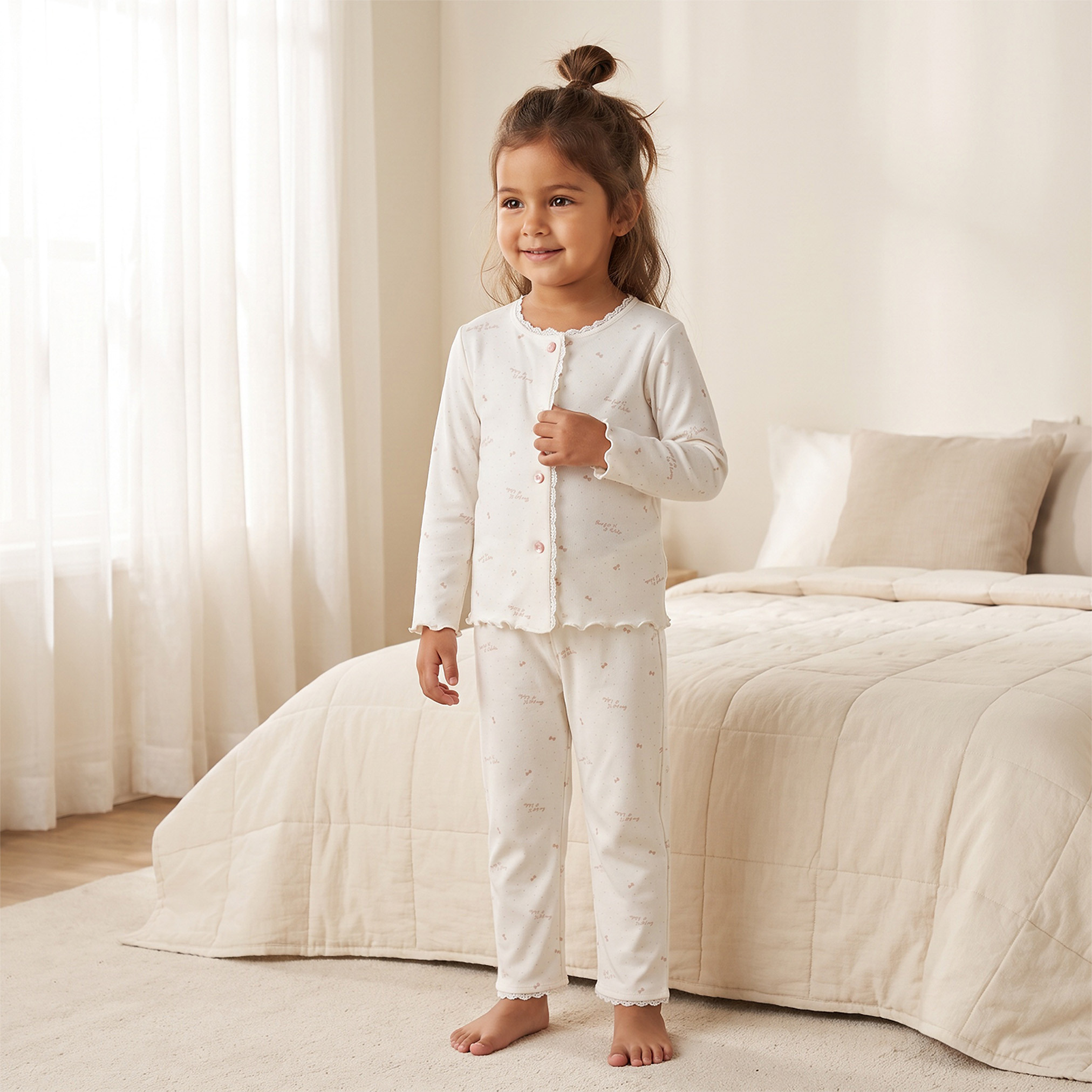 طقم بيجاما برقبة مستديرة وأكمام طويلة وطبعات شعار من جونيورز-girls-clothing-nightwear-image-7