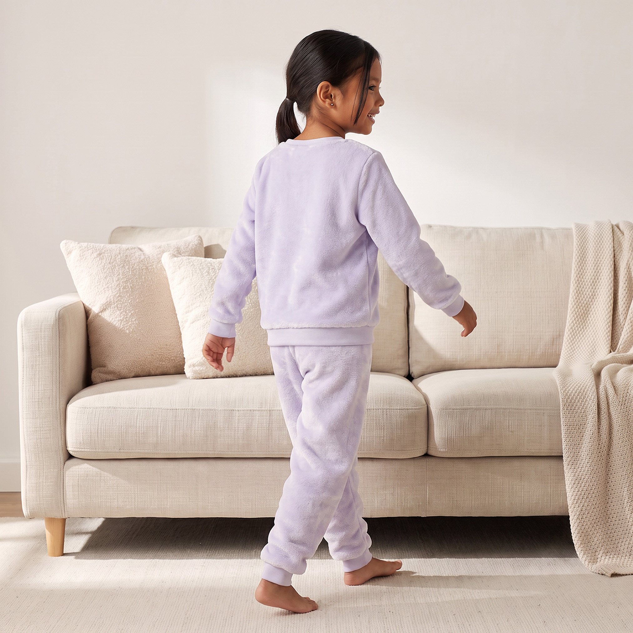 Juniors Crew Neck Long Sleeves Pyjama Set with Swan Applique-girls-clothing-nightwear-image-4