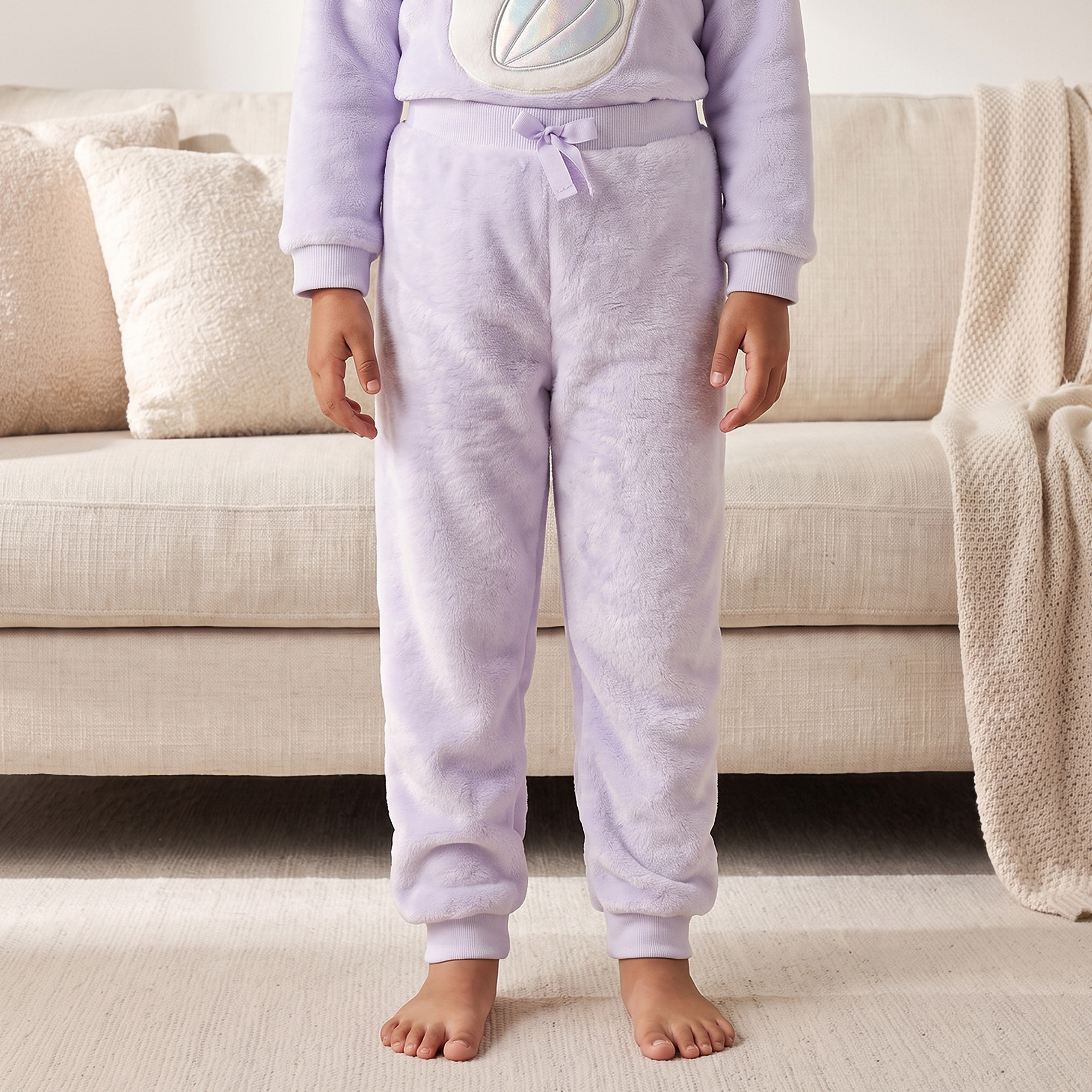 Juniors Crew Neck Long Sleeves Pyjama Set with Swan Applique-girls-clothing-nightwear-image-3