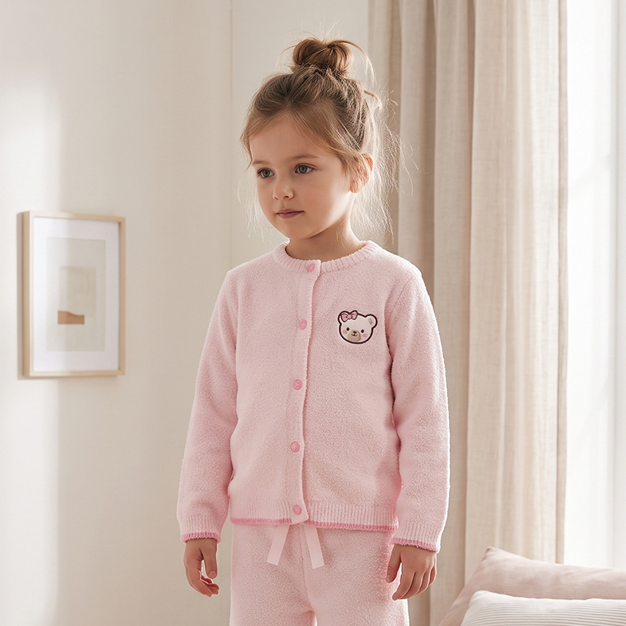 Juniors Round Neck Long Sleeves Pyjama Set with Slogan Print-girls-clothing-nightwear-image-9