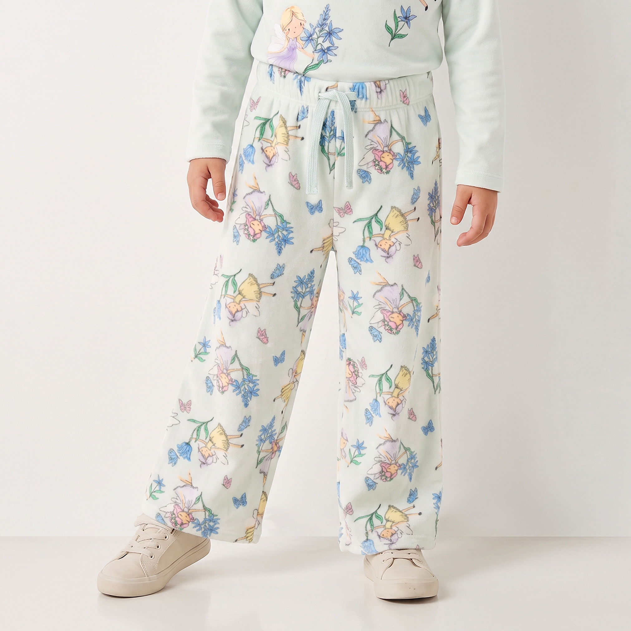 طقم بيجاما قطن بياقة ضيقة وأكمام طويلة بطبعات جنيات من جونيورز-girls-clothing-nightwear-image-3