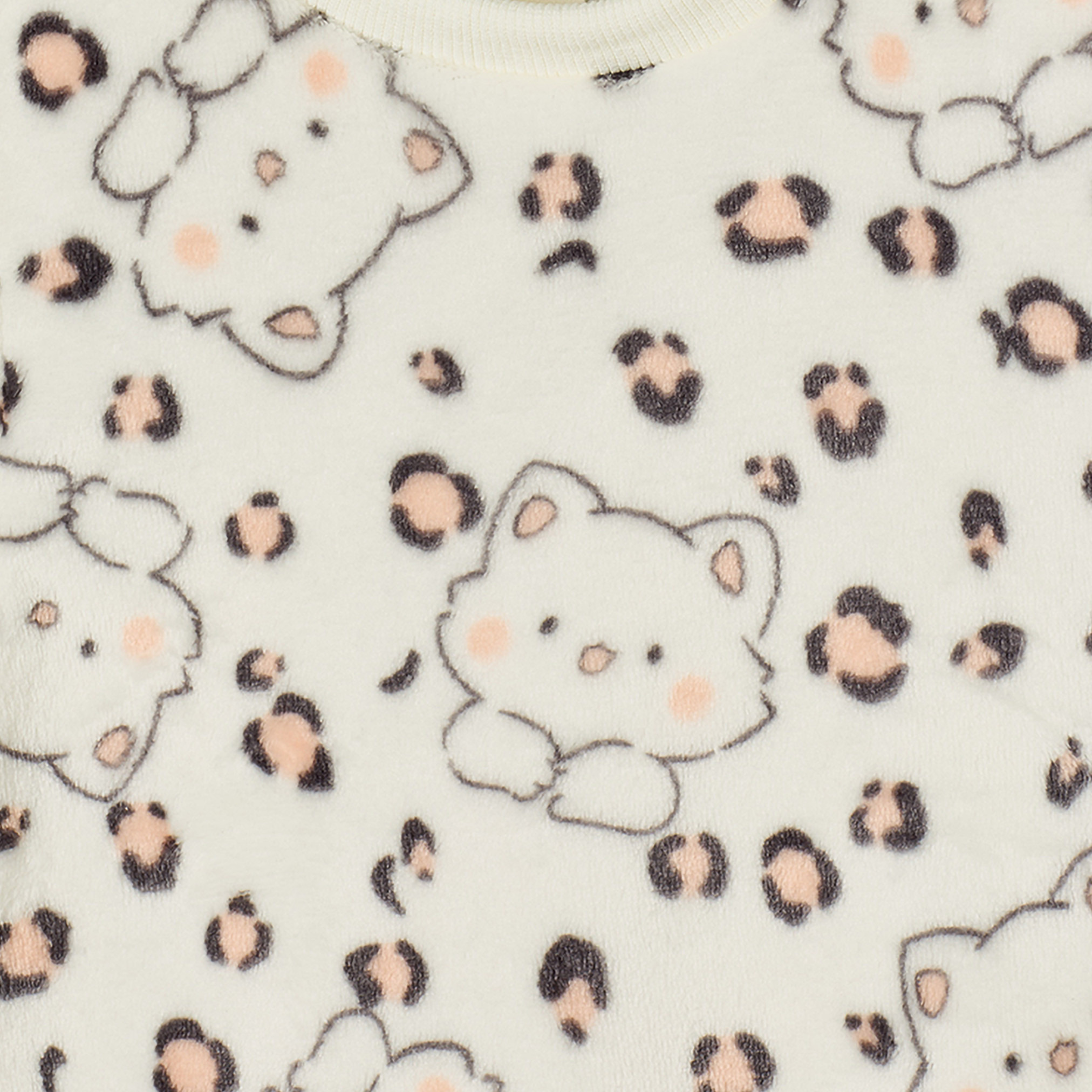 Juniors Cotton Crew Neck Long Sleeves Pyjama Set with Cat Print-girls-clothing-nightwear-image-5