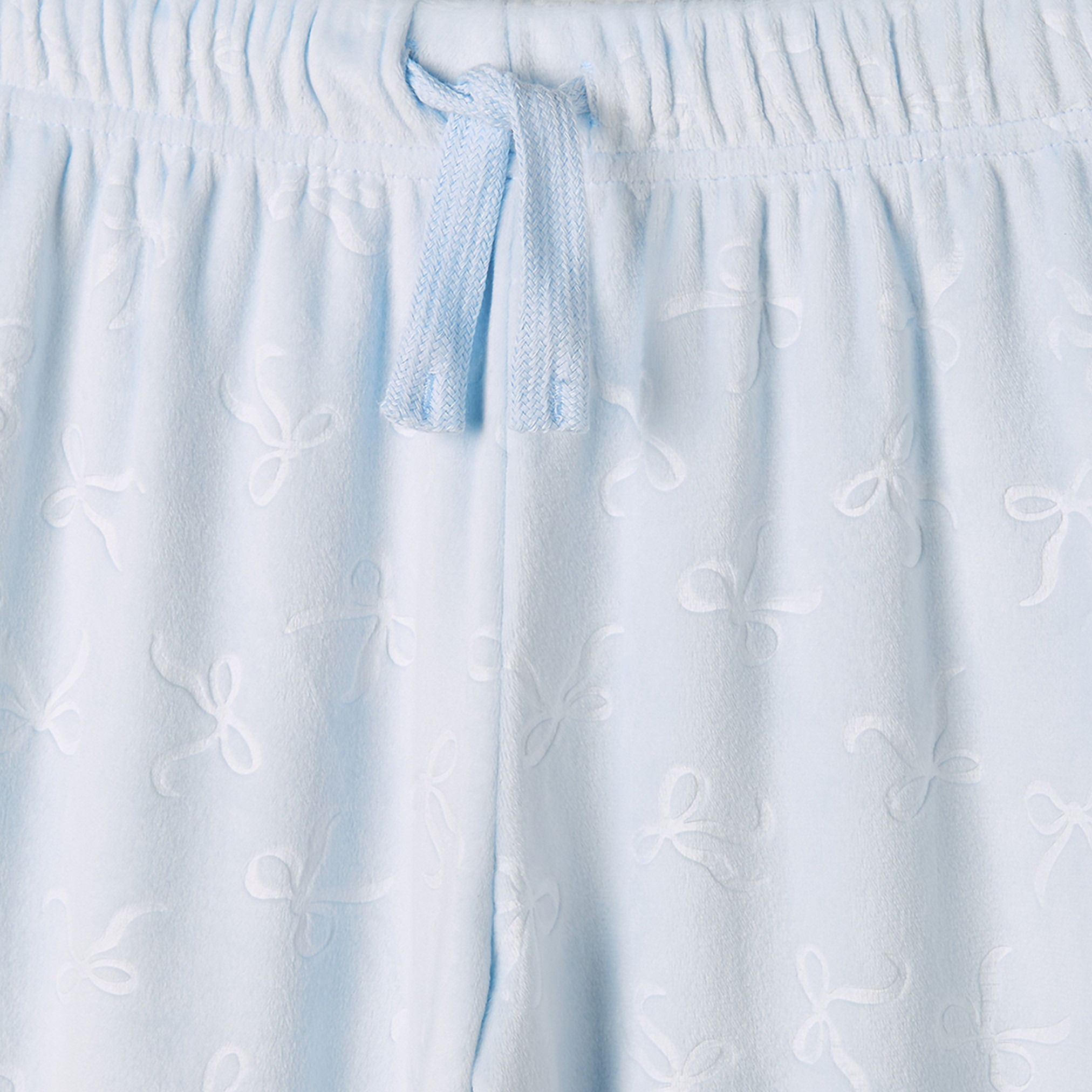 Juniors Cotton Collared Long Sleeves Pyjama Set with Embossed Bow-girls-clothing-nightwear-image-7