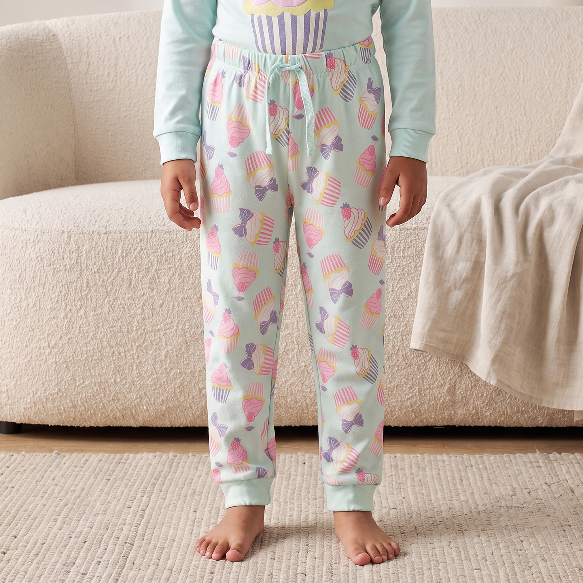 طقم بيجاما من القطن بياقة ضيقة وأكمام طويلة بطبعات متنوعة من جونيورز - عبوة من قطعتين-girls-clothing-nightwear-image-6
