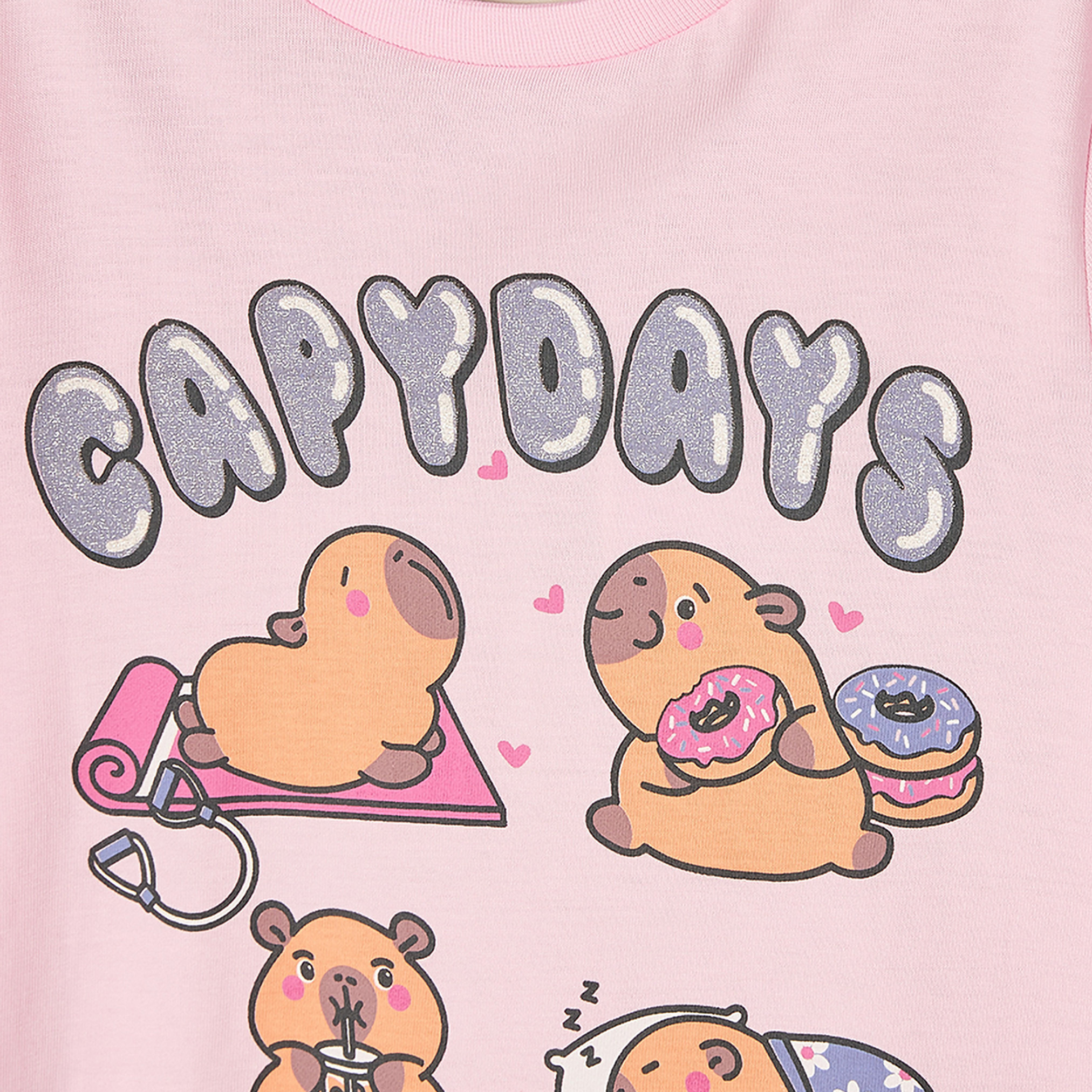 طقم بيجاما قطن بياقة مستديرة وأكمام طويلة بطبعات من جونيورز-girls-clothing-nightwear-image-5