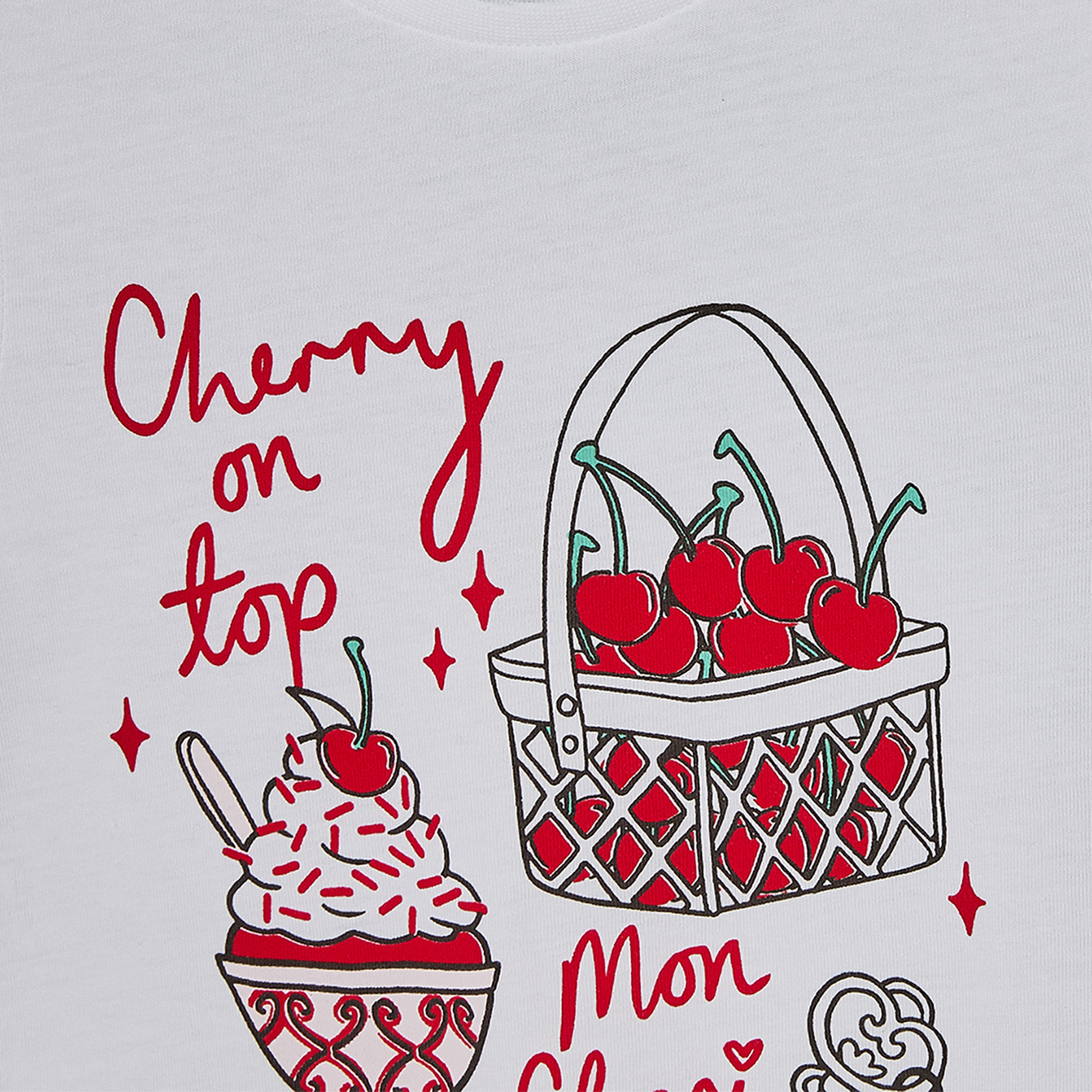 Juniors Cotton Crew Neck Short Sleeves Pyjama Set with Cherry Print-girls-clothing-nightwear-image-5