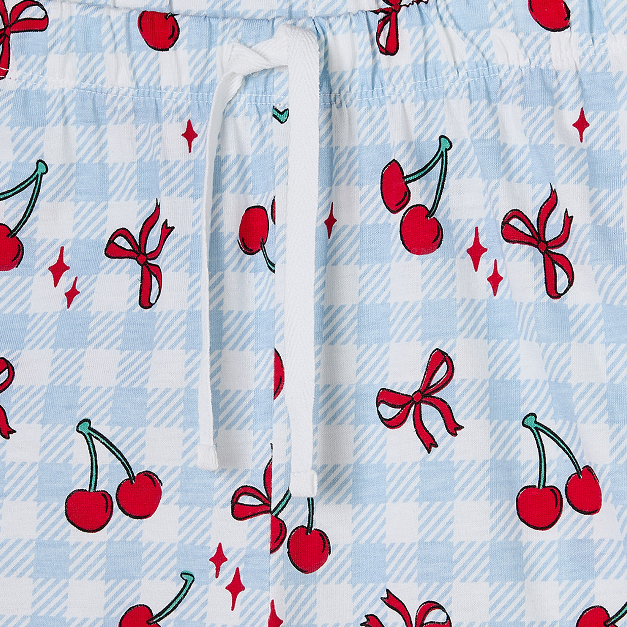 Juniors Cotton Crew Neck Short Sleeves Pyjama Set with Cherry Print-girls-clothing-nightwear-image-6