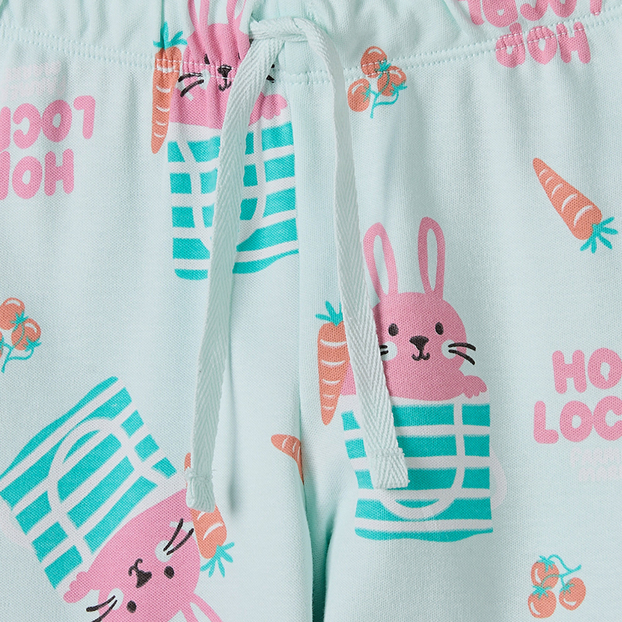 Juniors Cotton Crew Neck Long Sleeves Pyjama Set with Bunny Print-girls-clothing-nightwear-image-6