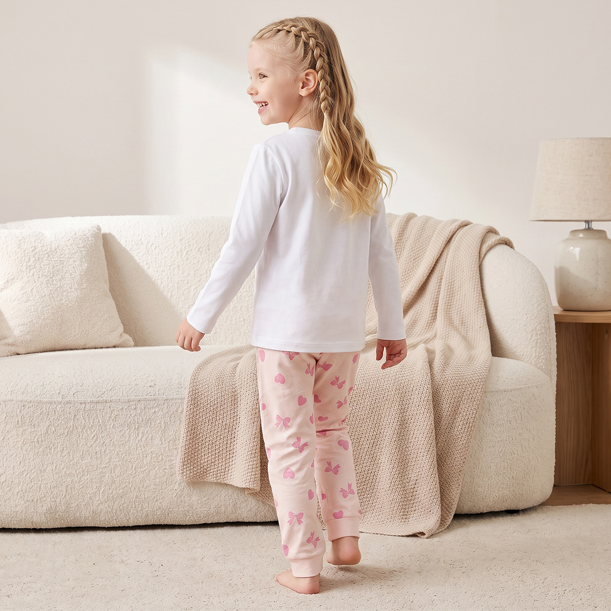 طقم بيجاما قطن بطبعات فيونكات وياقة ضيقة وأكمام طويلة من جونيورز-girls-clothing-nightwear-image-4