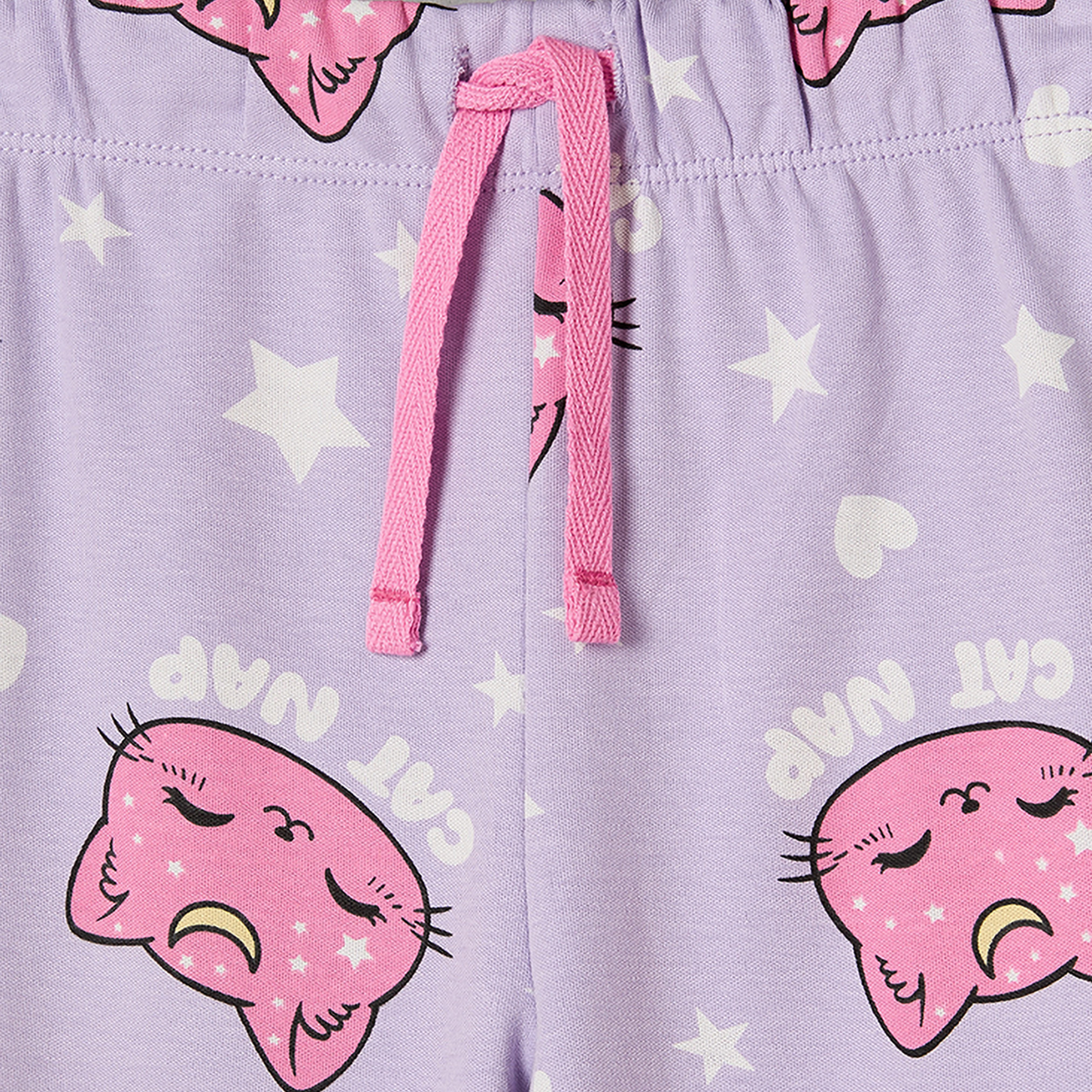 طقم بيجاما قطن بياقة ضيقة وأكمام طويلة بطبعات قطط من جونيورز-girls-clothing-nightwear-image-6
