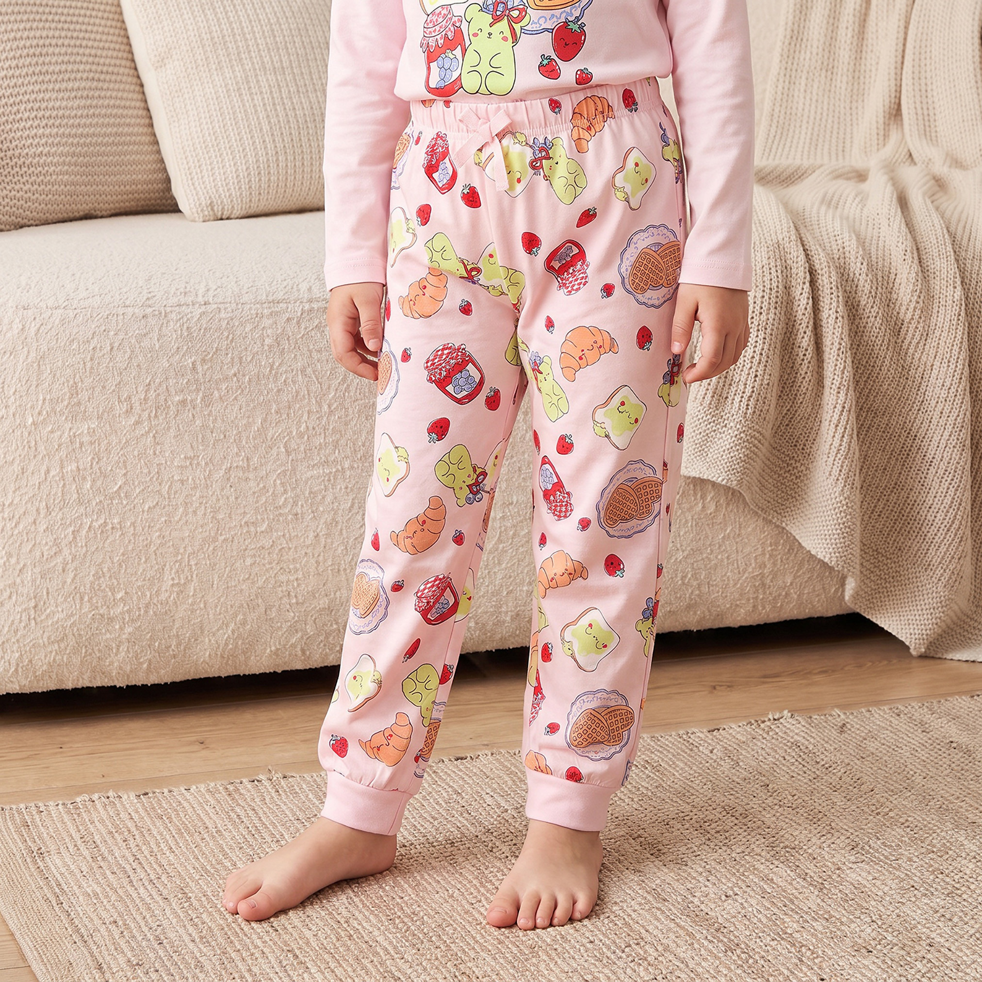 طقم بيجاما قطن بأكمام طويلة وياقة ضيقة وطبعات من جونيورز-girls-clothing-nightwear-image-3