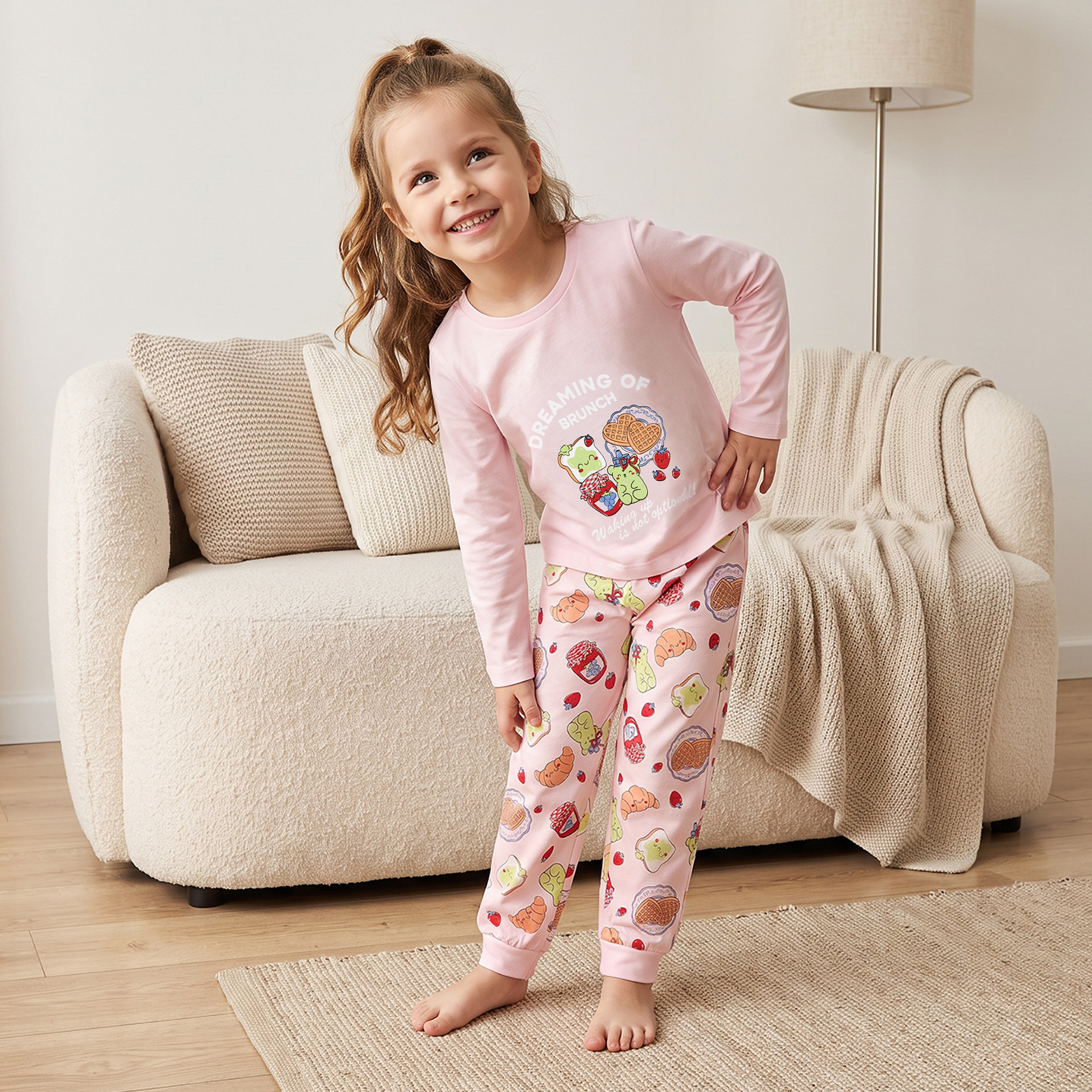 طقم بيجاما قطن بأكمام طويلة وياقة ضيقة وطبعات من جونيورز-girls-clothing-nightwear-image-5